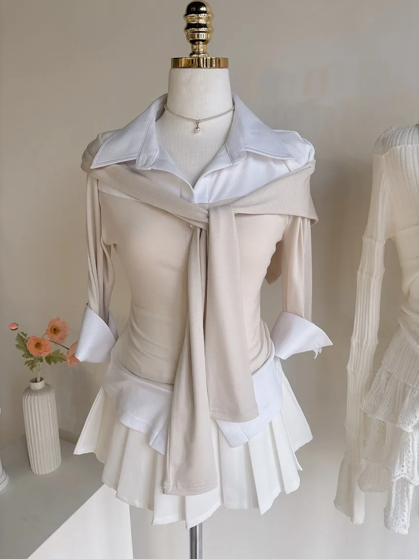 パンチングオープンカラー長袖ベルスリーブスリムニット | mirangmirang | 詳細画像99