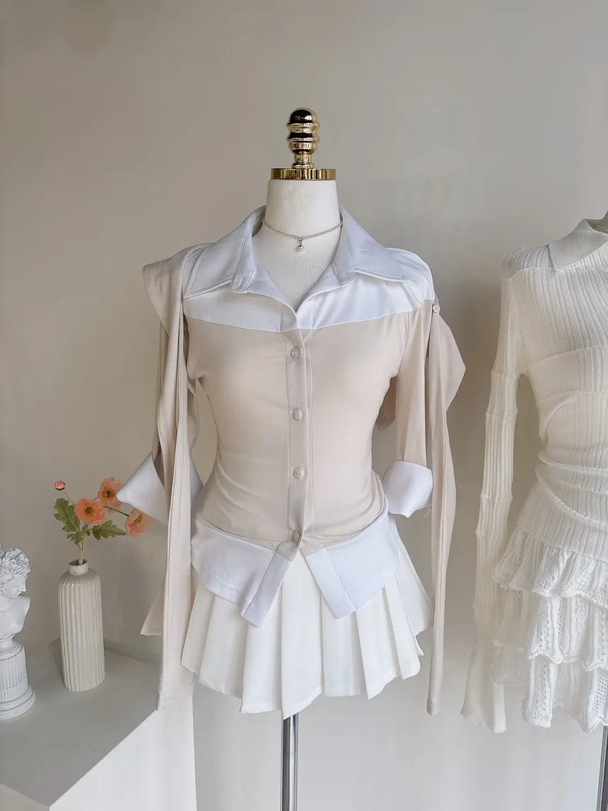 パンチングオープンカラー長袖ベルスリーブスリムニット | mirangmirang | 詳細画像101