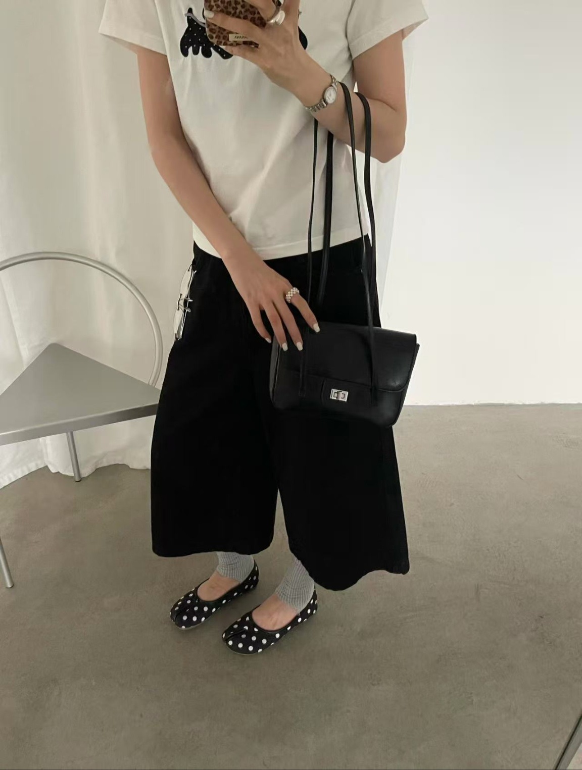 レザー調メタル無地トートバッグ | 詳細画像3