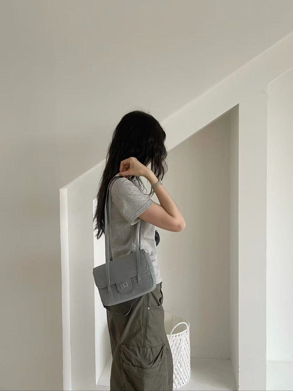 レザー調メタル無地トートバッグ | 詳細画像8