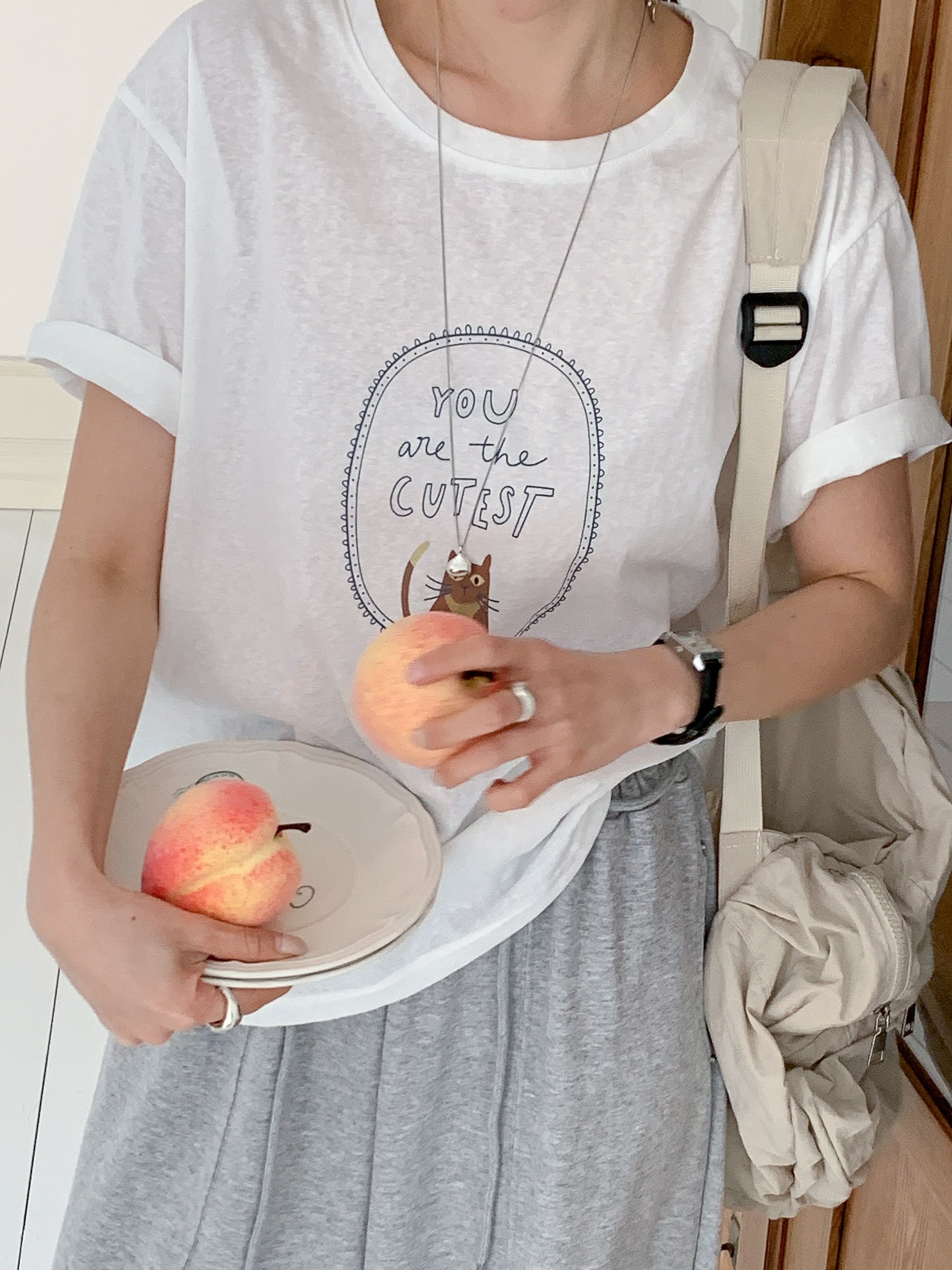 ラウンドネックルーズ半袖レタリングプリントTシャツ | 詳細画像5