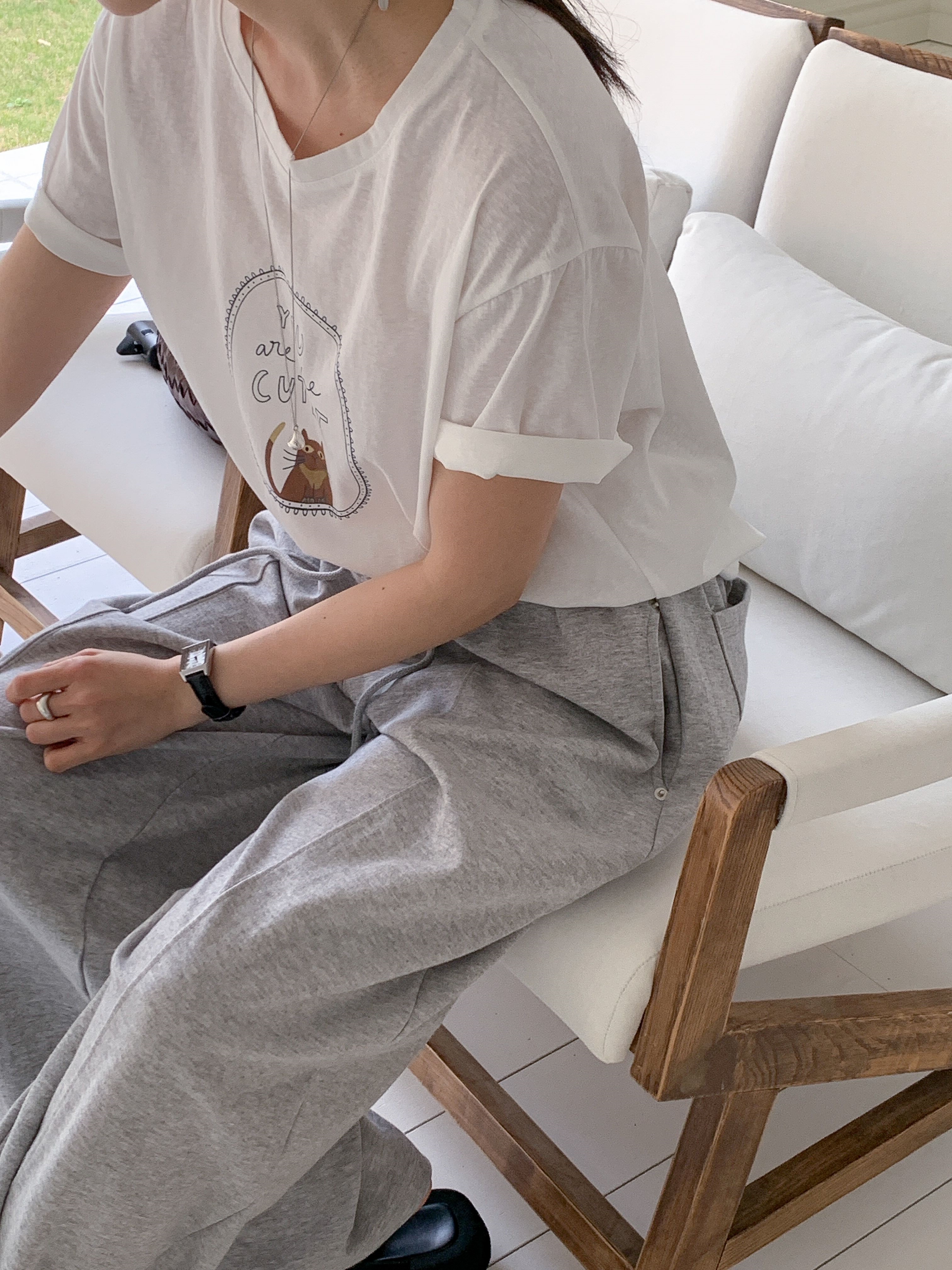 ラウンドネックルーズ半袖レタリングプリントTシャツ | 詳細画像10