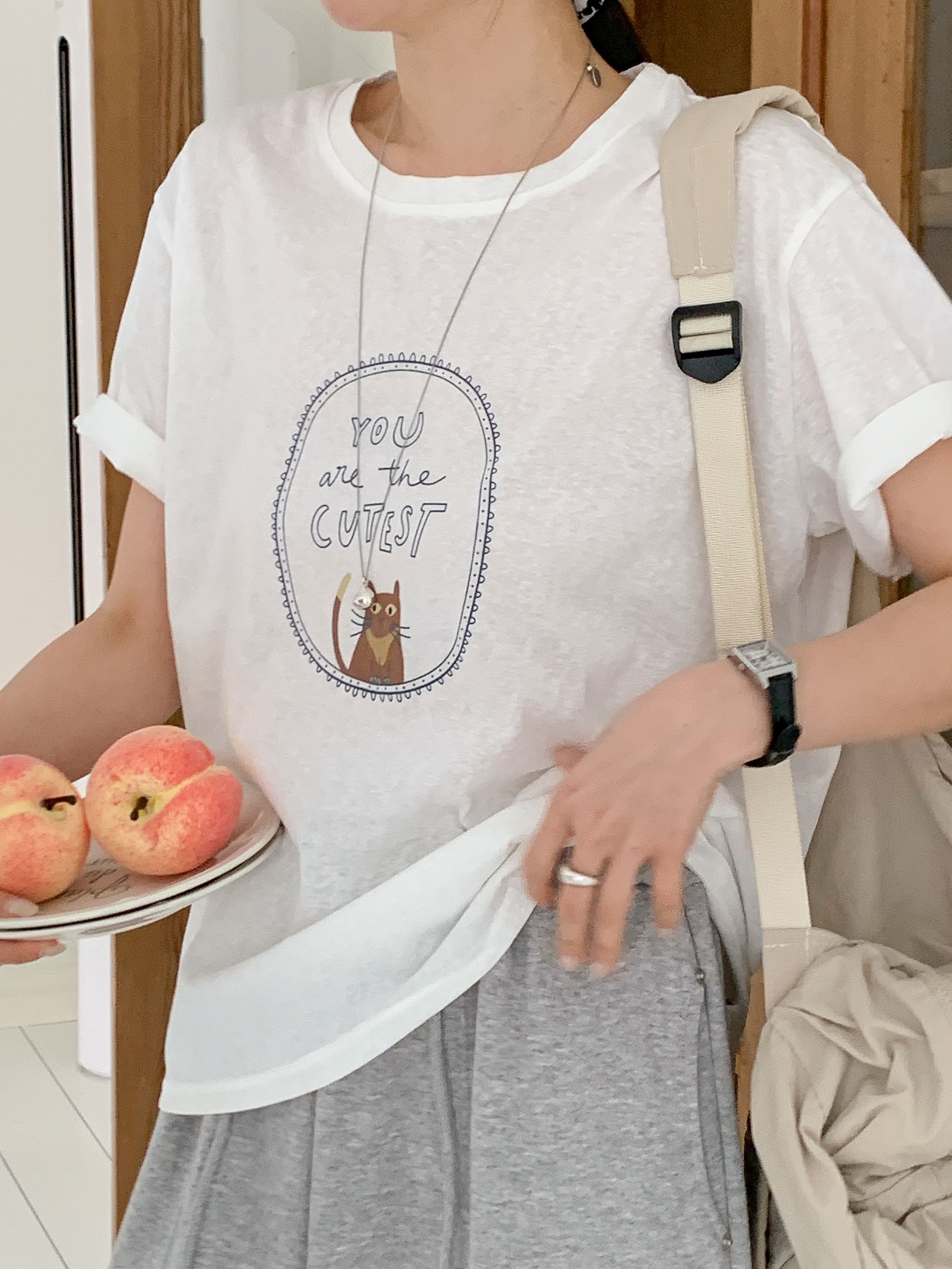 ラウンドネックルーズ半袖レタリングプリントTシャツ | 詳細画像12