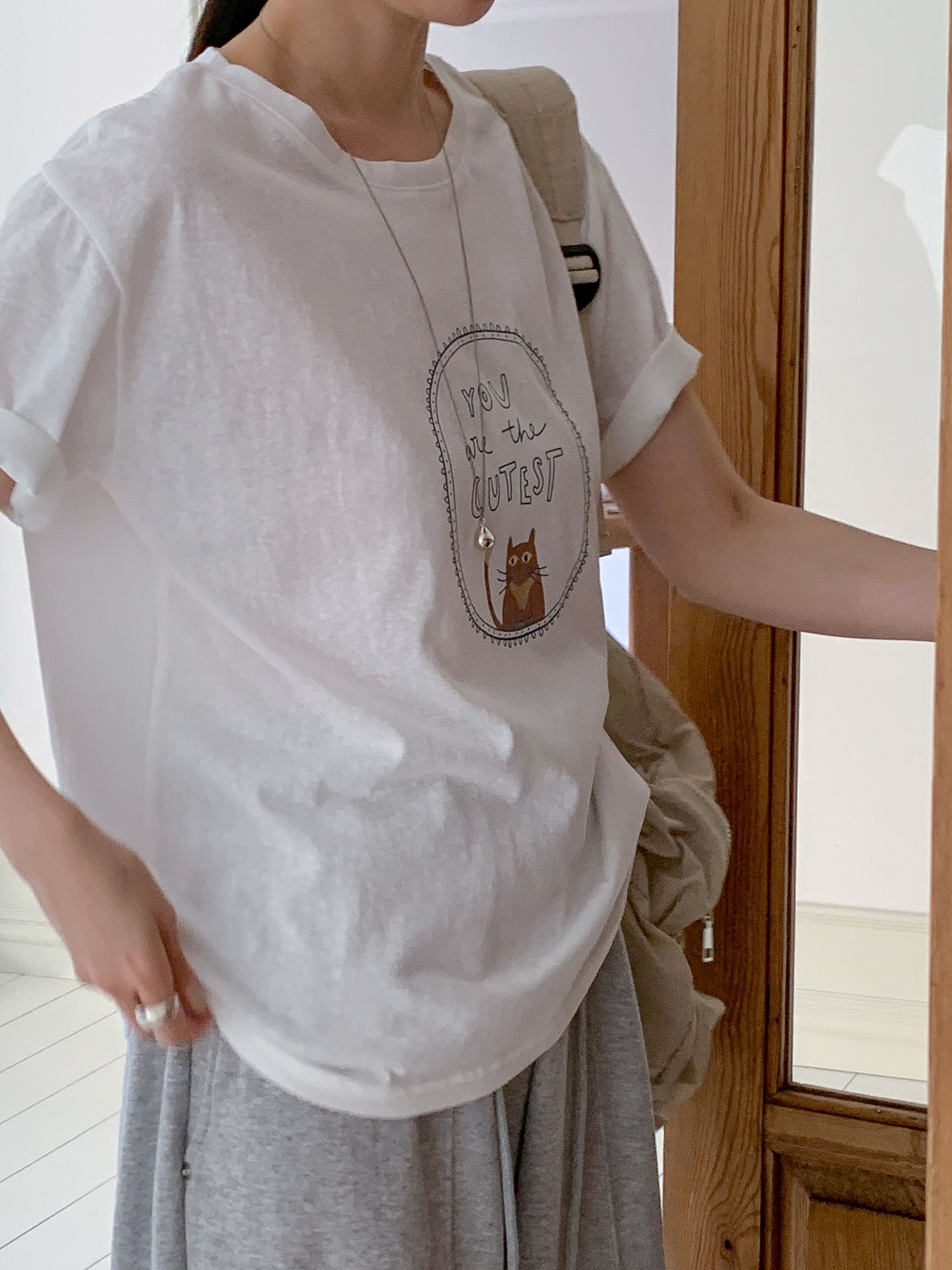 ラウンドネックルーズ半袖レタリングプリントTシャツ | 詳細画像14