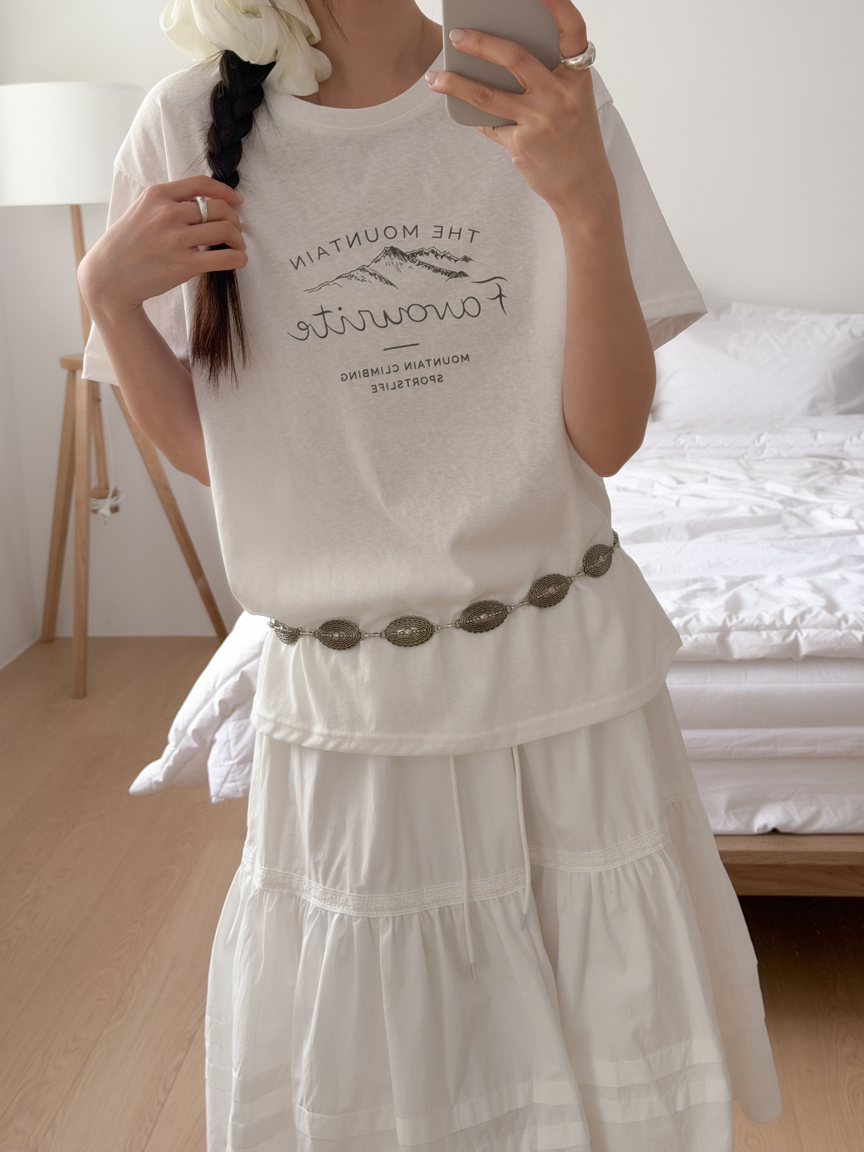 コットンラウンドネックルーズ半袖レタリングTシャツ | 詳細画像2