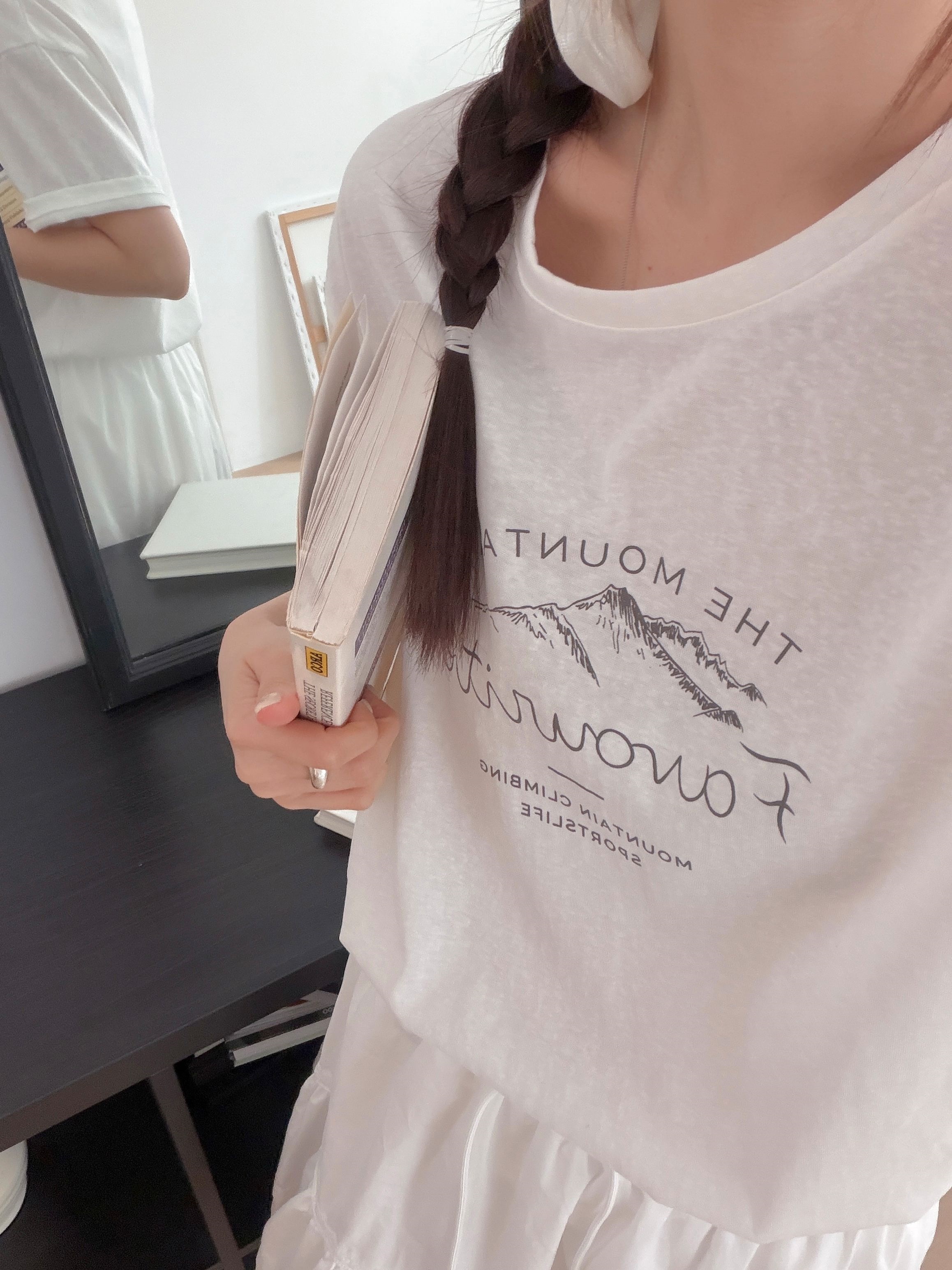 コットンラウンドネックルーズ半袖レタリングTシャツ | 詳細画像3