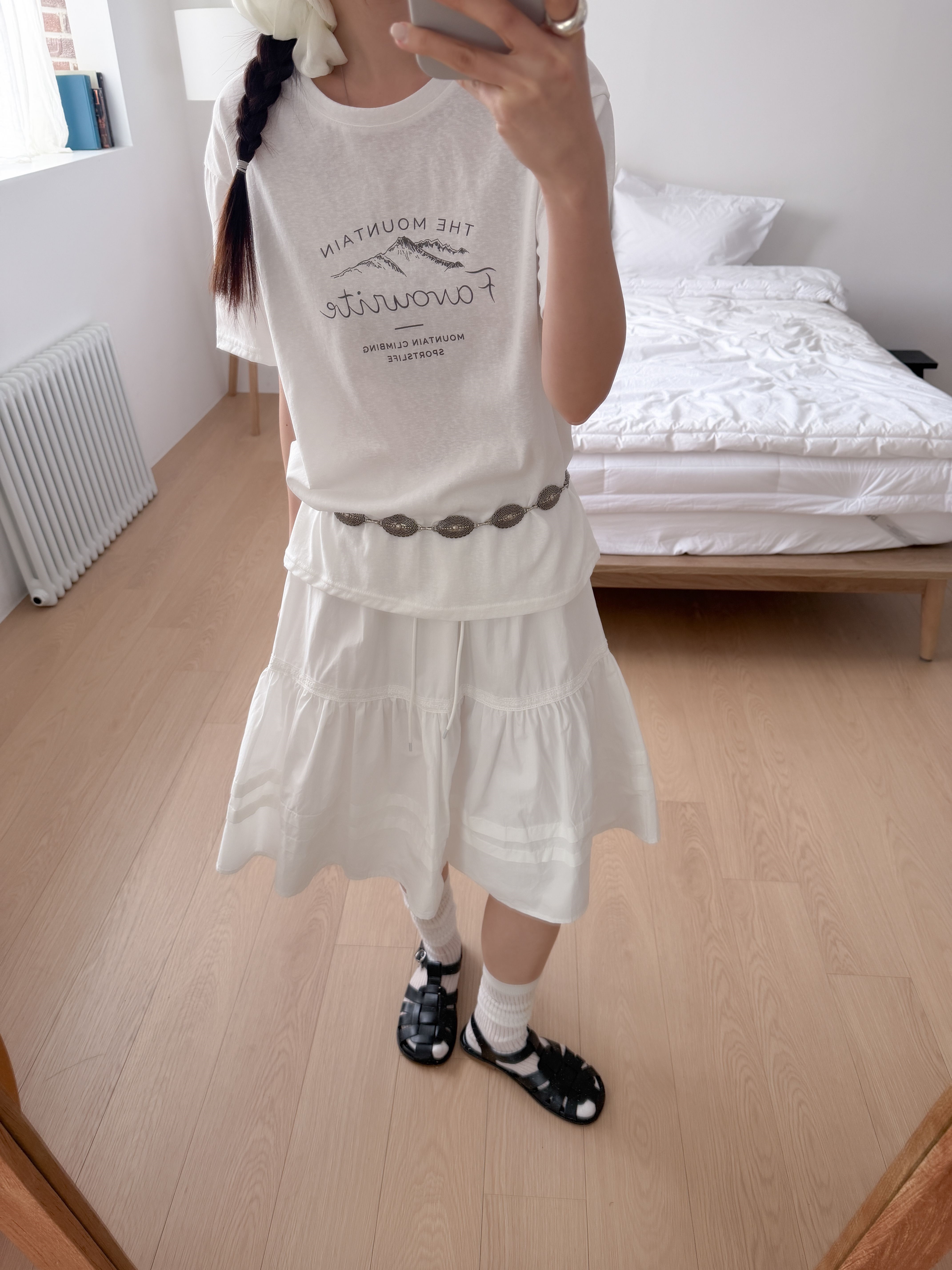 コットンラウンドネックルーズ半袖レタリングTシャツ | 詳細画像6