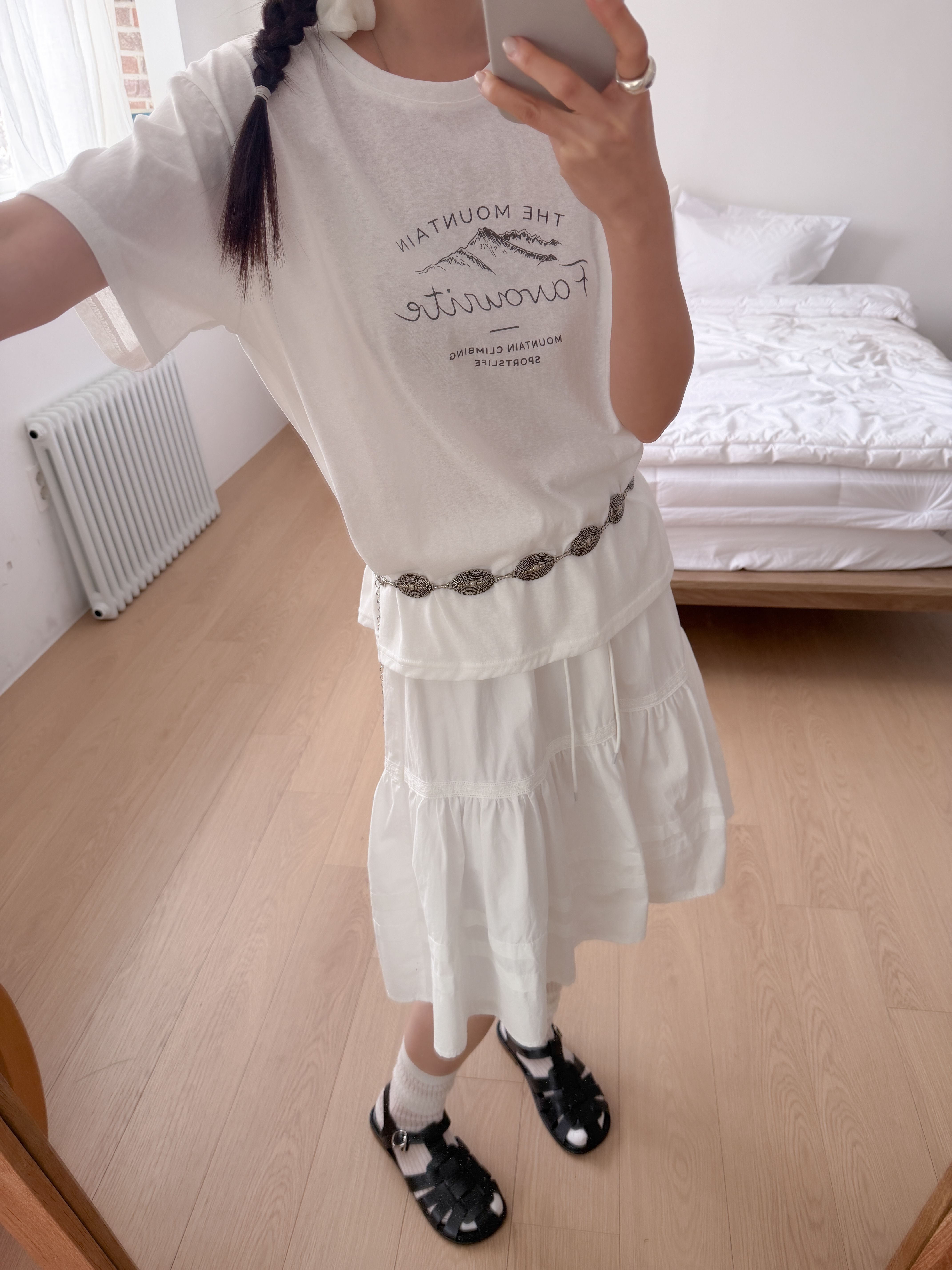 コットンラウンドネックルーズ半袖レタリングTシャツ | 詳細画像7