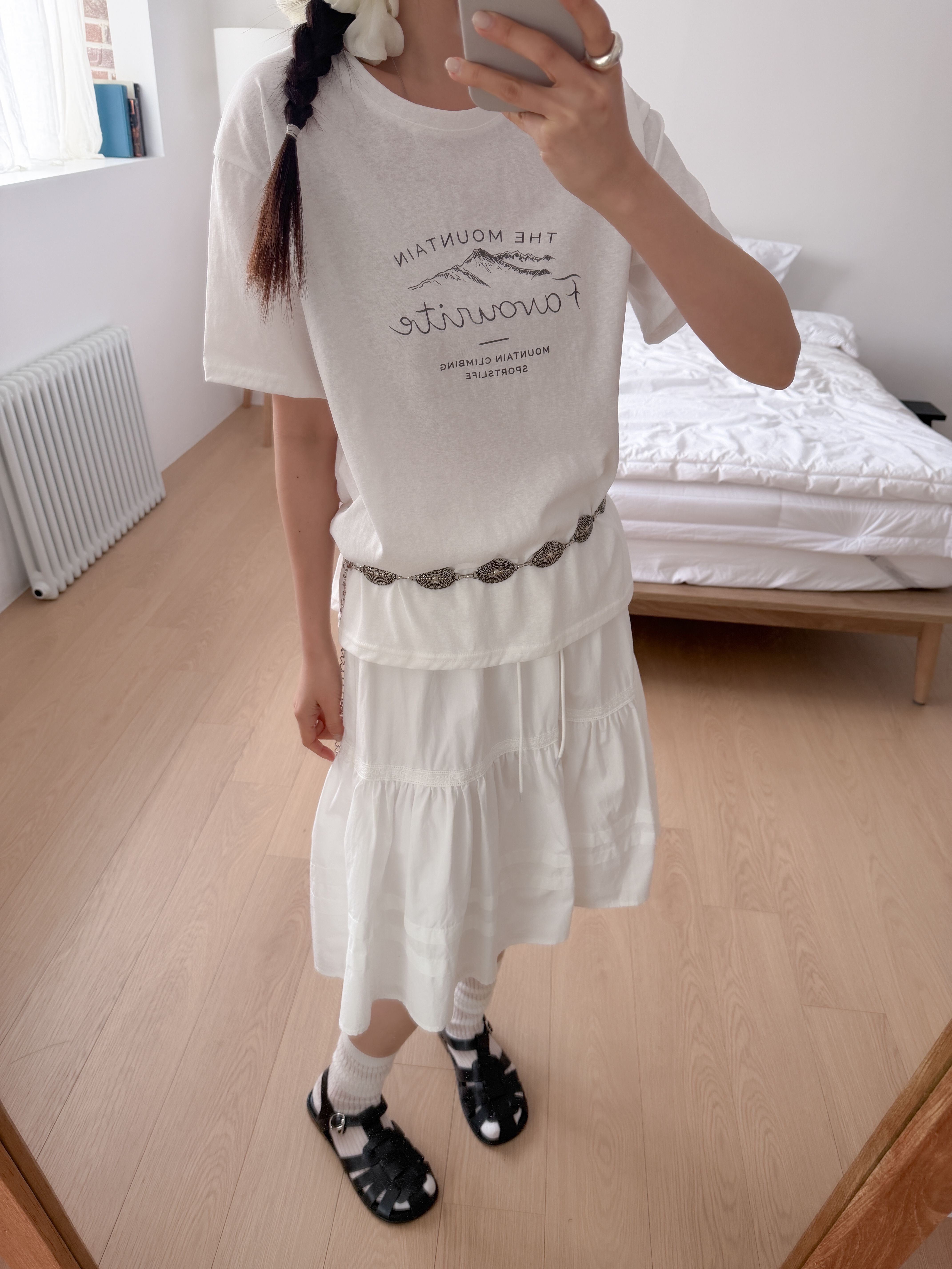 コットンラウンドネックルーズ半袖レタリングTシャツ | 詳細画像10