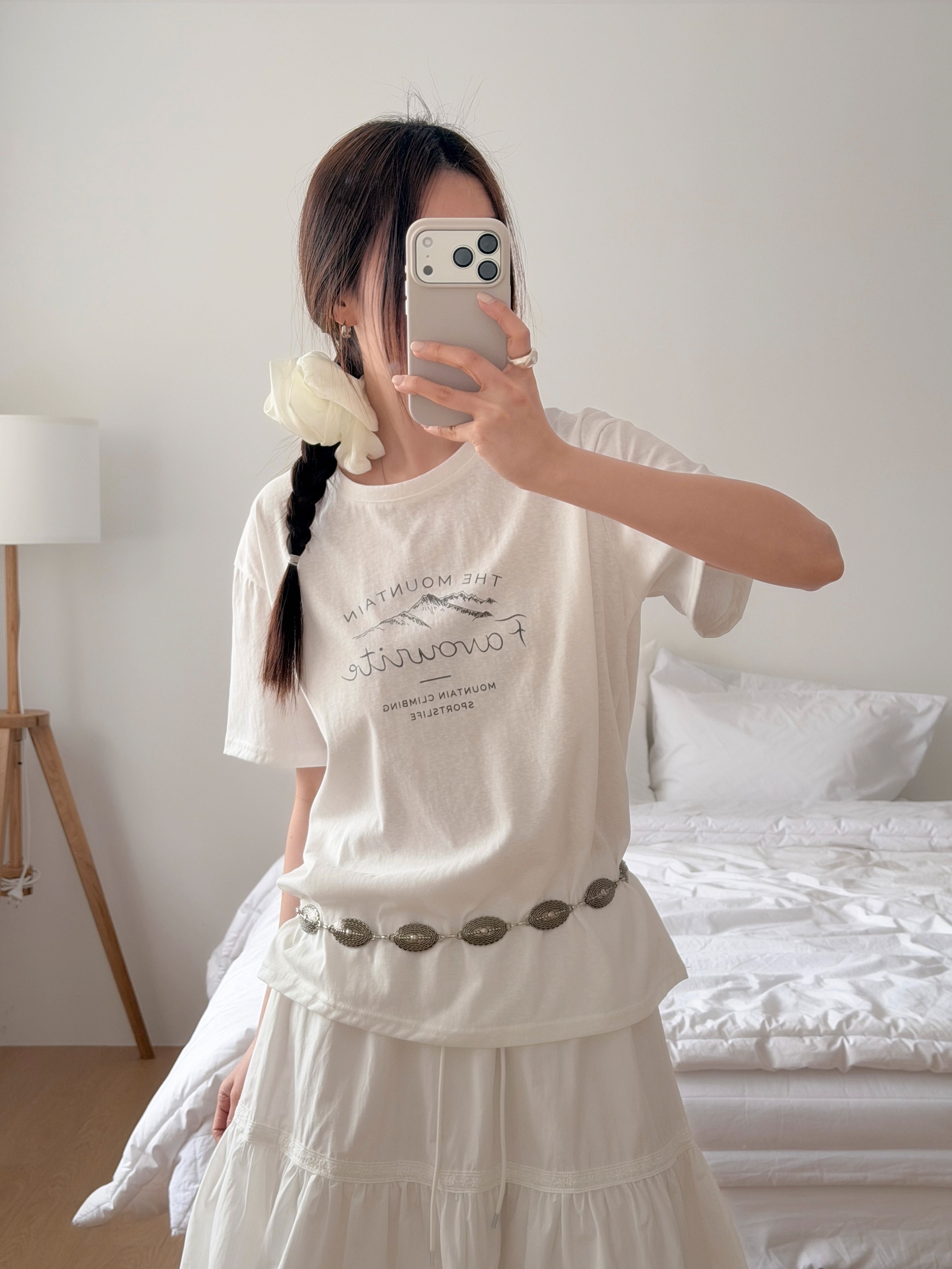 コットンラウンドネックルーズ半袖レタリングTシャツ | 詳細画像16