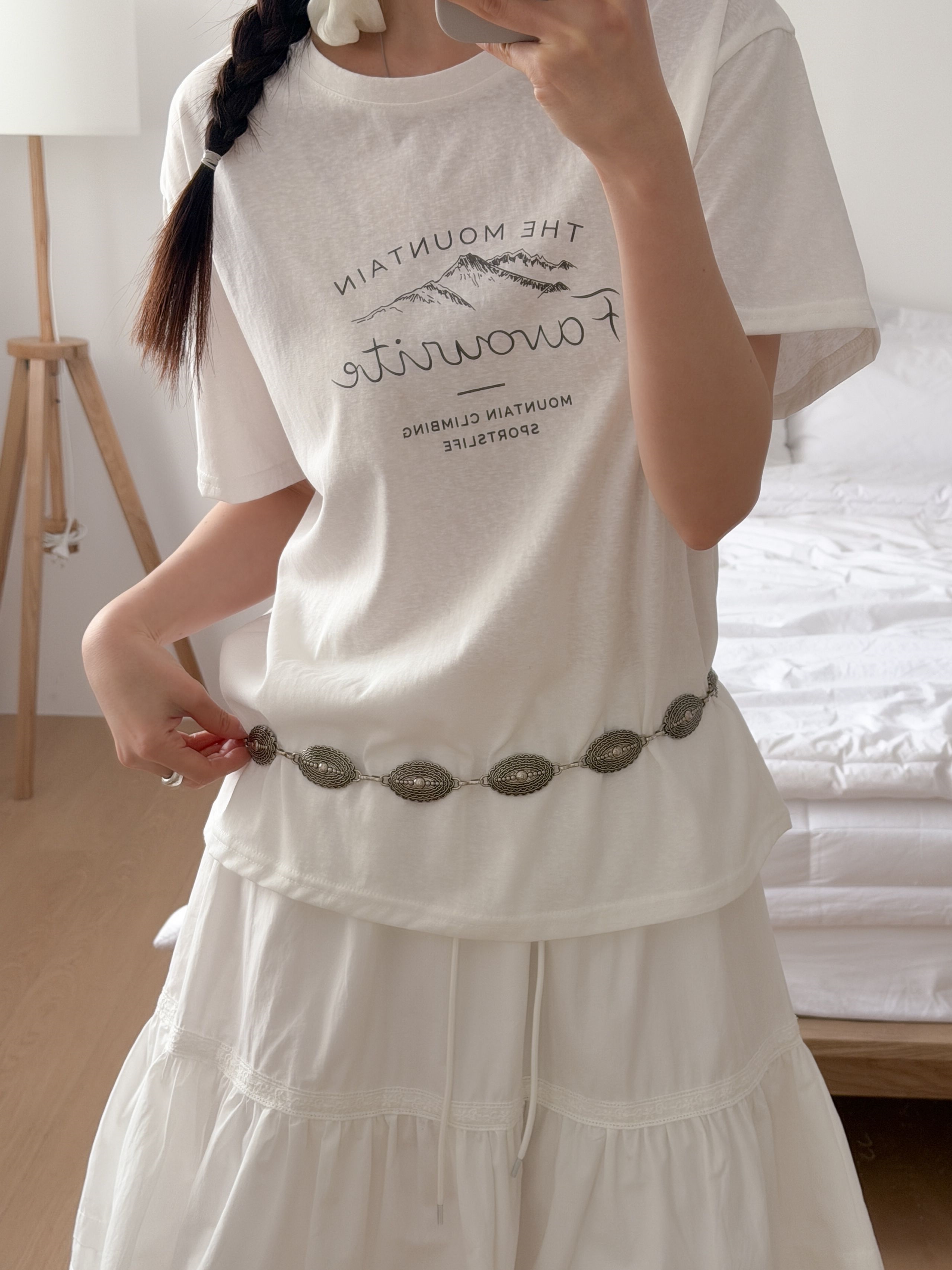コットンラウンドネックルーズ半袖レタリングTシャツ | 詳細画像17