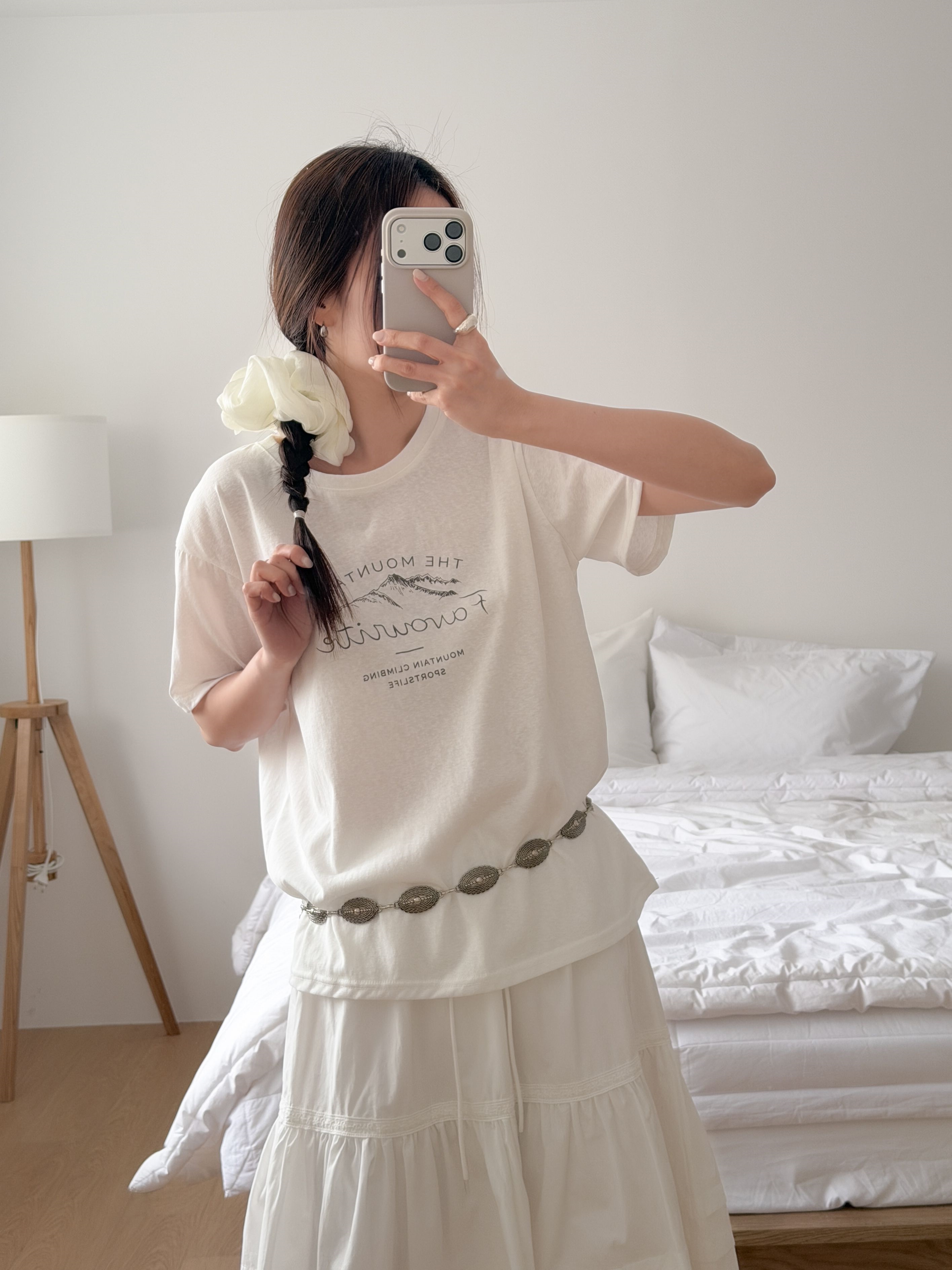 コットンラウンドネックルーズ半袖レタリングTシャツ | 詳細画像19