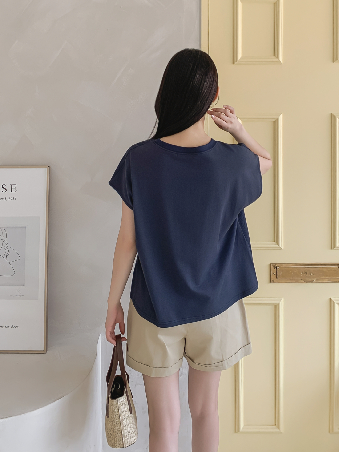 ラウンドネックフレンチスリーブルーズ半袖レースTシャツ | 詳細画像7