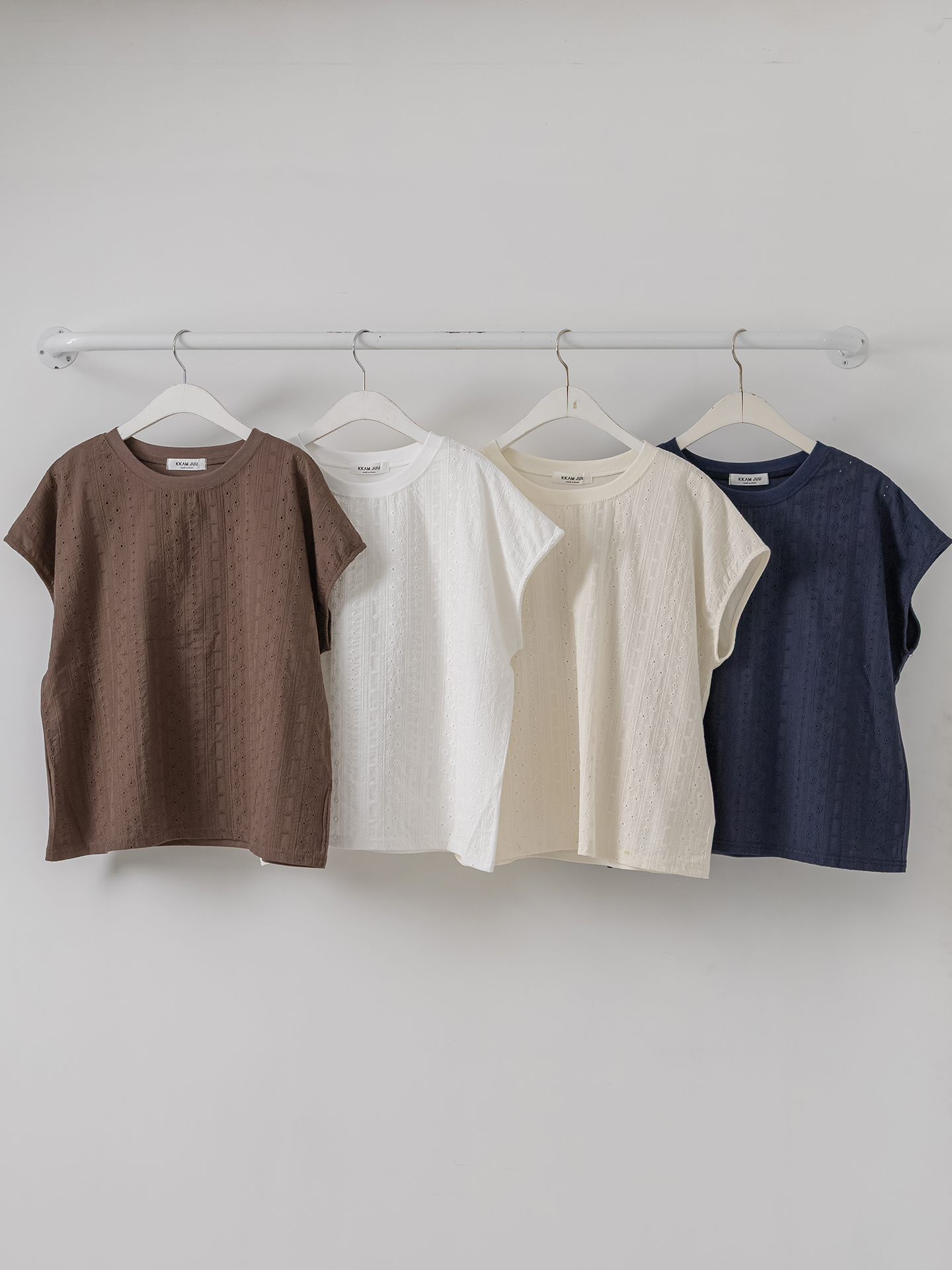 ラウンドネックフレンチスリーブルーズ半袖レースTシャツ | 詳細画像30