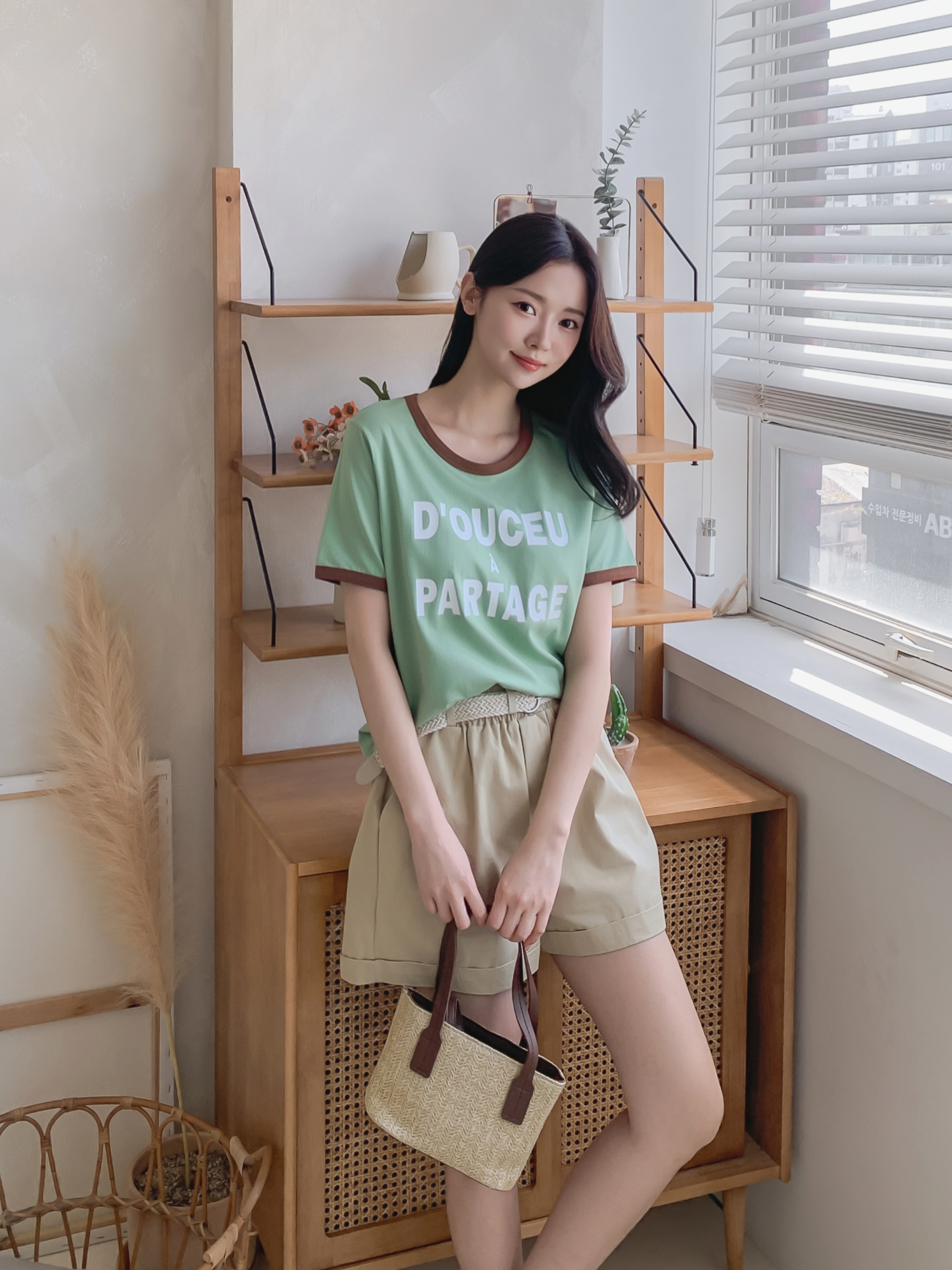 ラウンドネックベーシック半袖レタリング配色ラインTシャツ | 詳細画像23