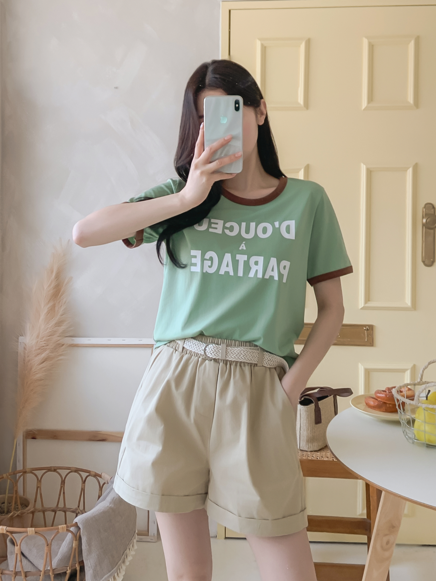ラウンドネックベーシック半袖レタリング配色ラインTシャツ | 詳細画像28