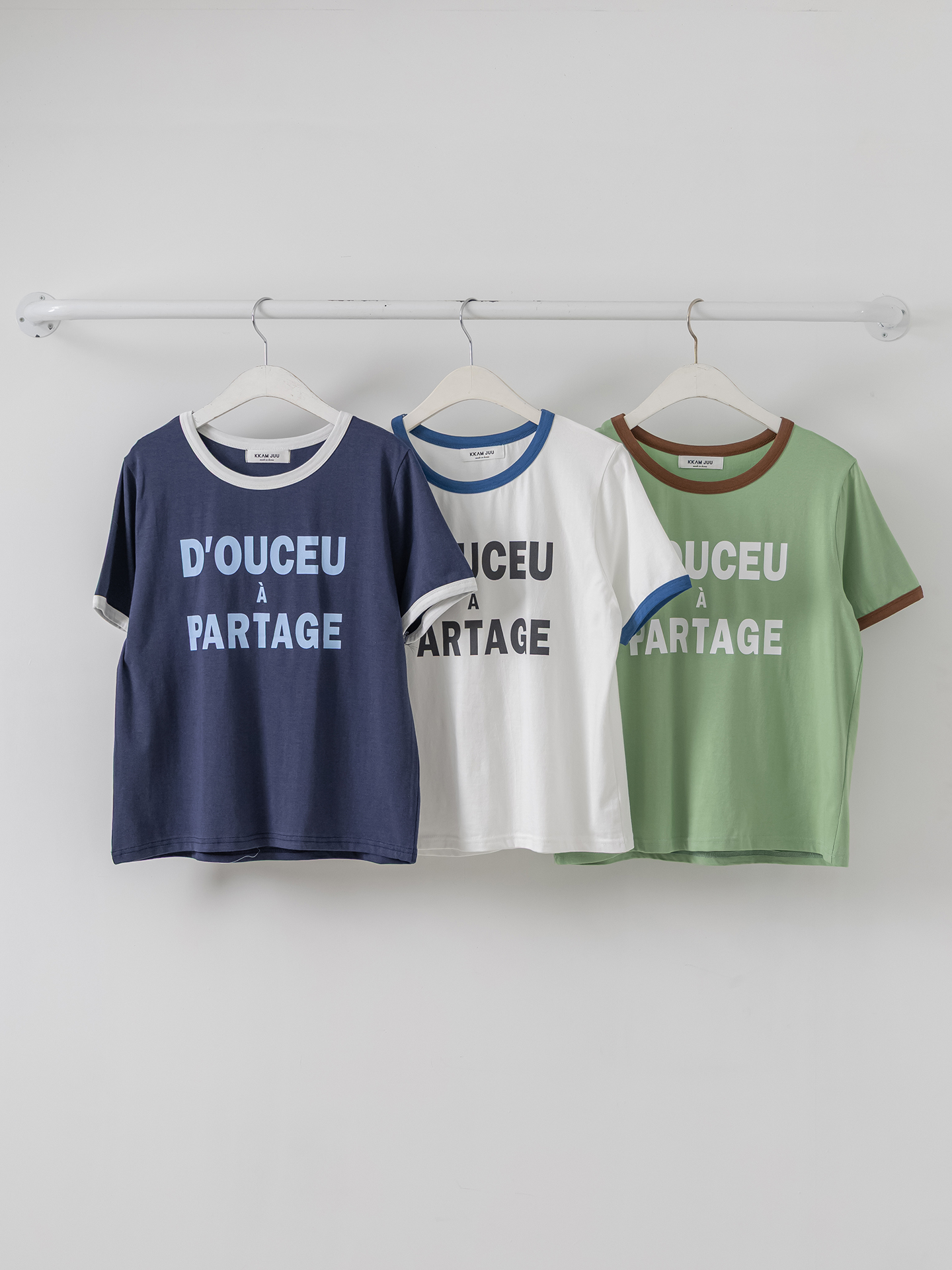 ラウンドネックベーシック半袖レタリング配色ラインTシャツ | 詳細画像30