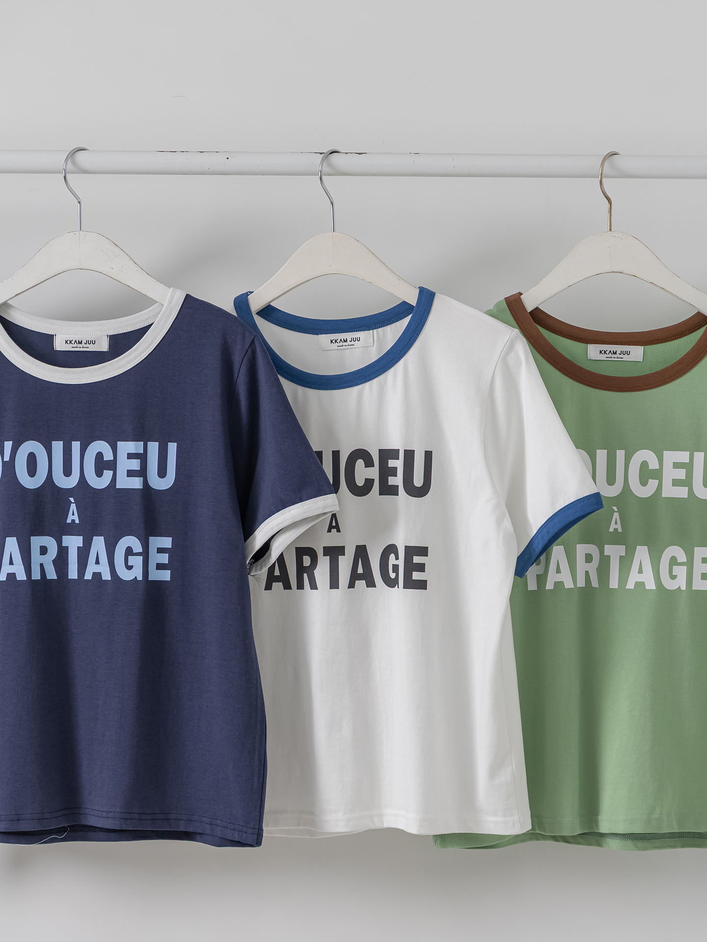 ラウンドネックベーシック半袖レタリング配色ラインTシャツ | 詳細画像31