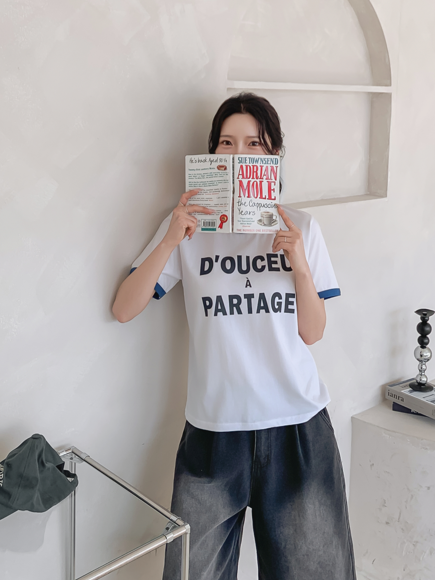 ラウンドネックベーシック半袖レタリング配色ラインTシャツ | 詳細画像4