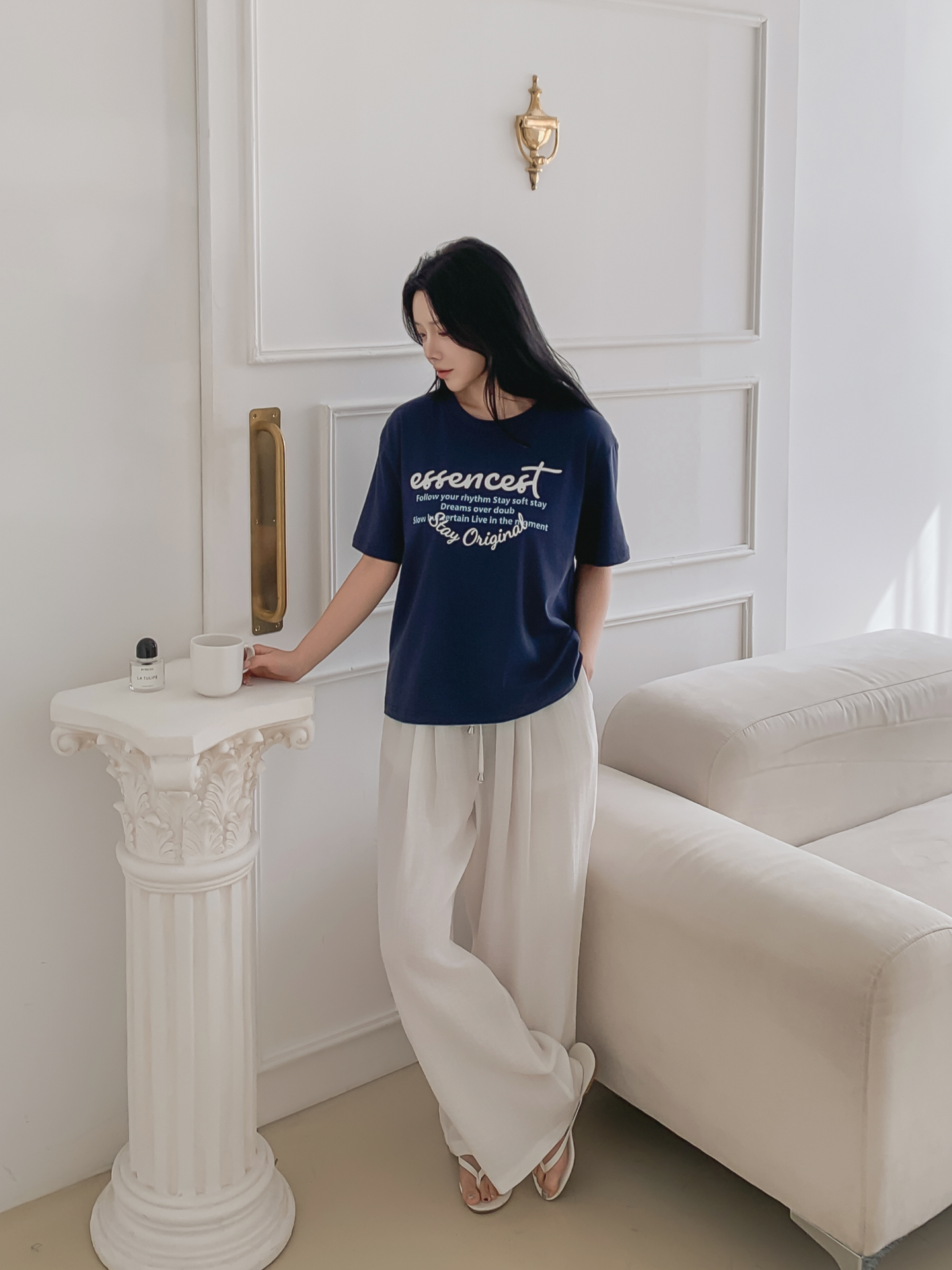 ラウンドネックルーズ半袖レタリングTシャツ | 詳細画像2