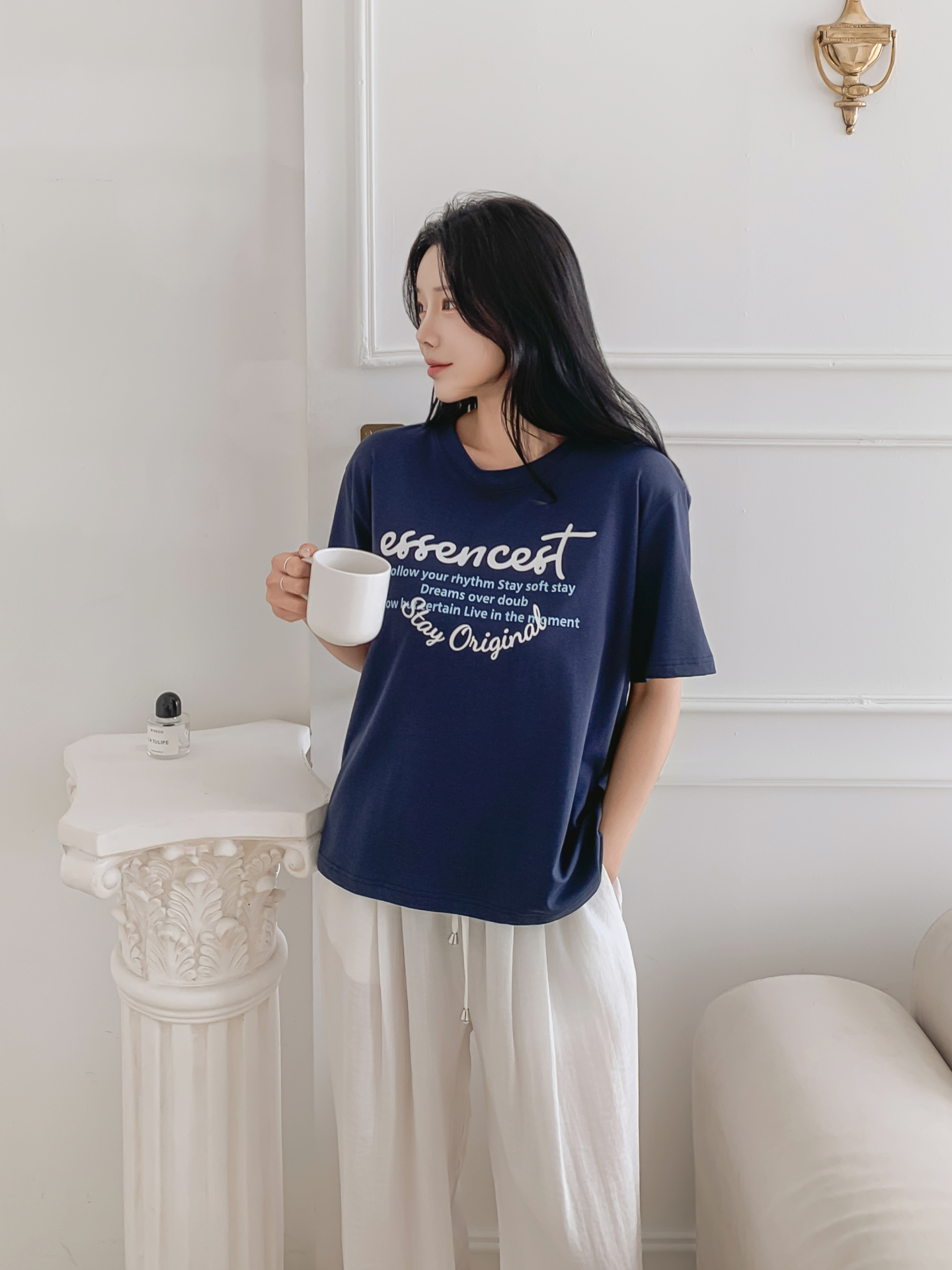 ラウンドネックルーズ半袖レタリングTシャツ | 詳細画像3