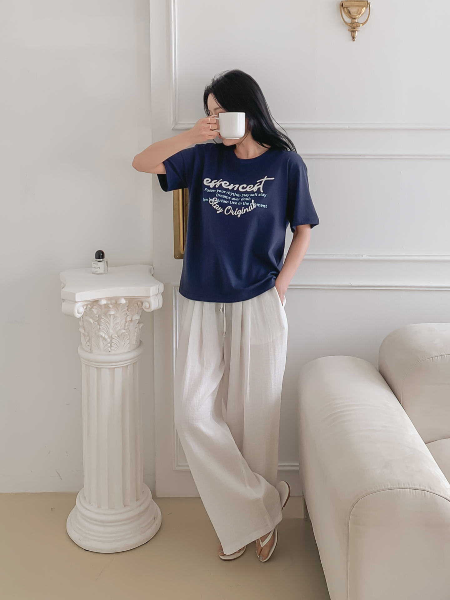 ラウンドネックルーズ半袖レタリングTシャツ | 詳細画像5