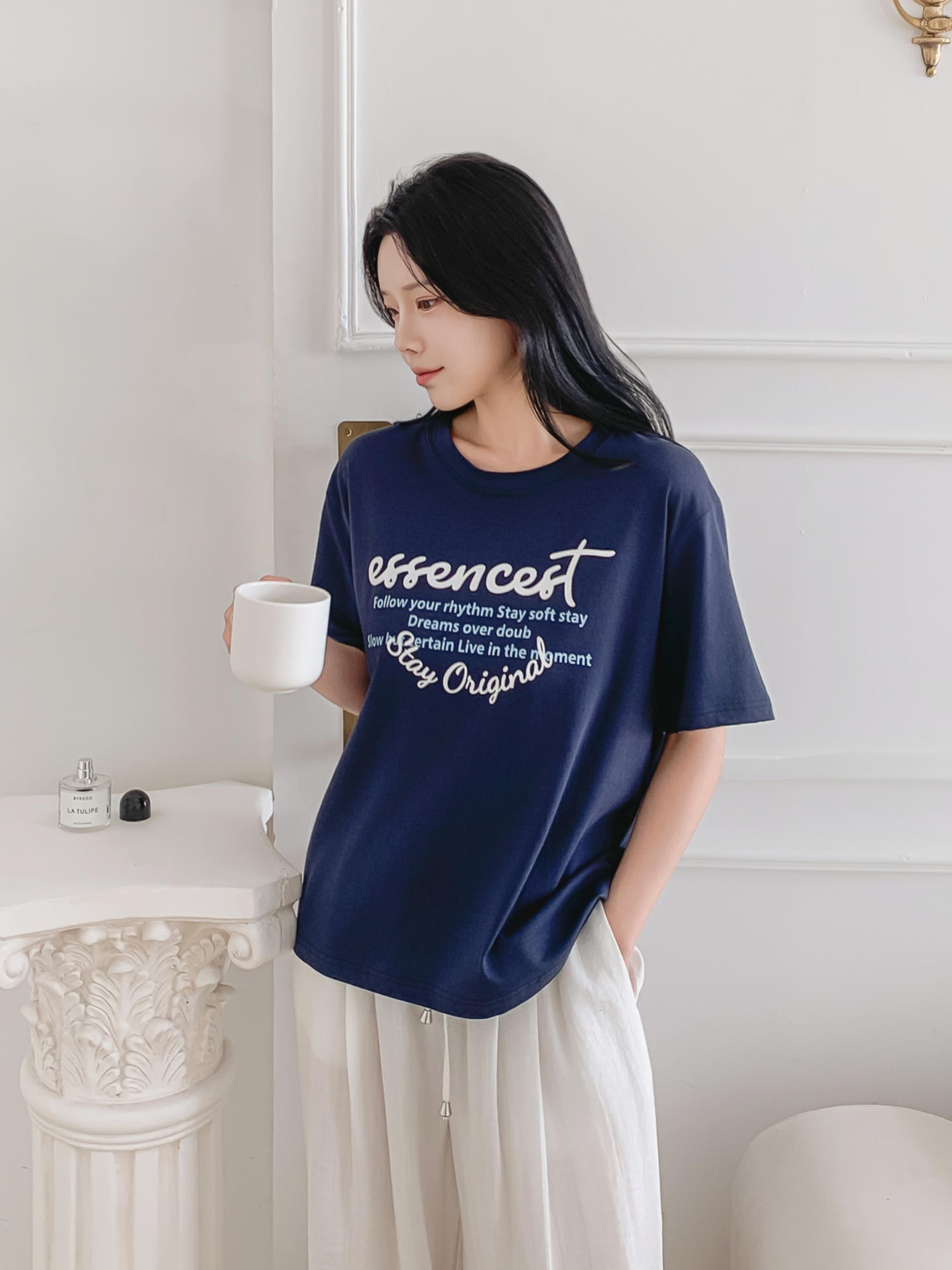 ラウンドネックルーズ半袖レタリングTシャツ | 詳細画像7