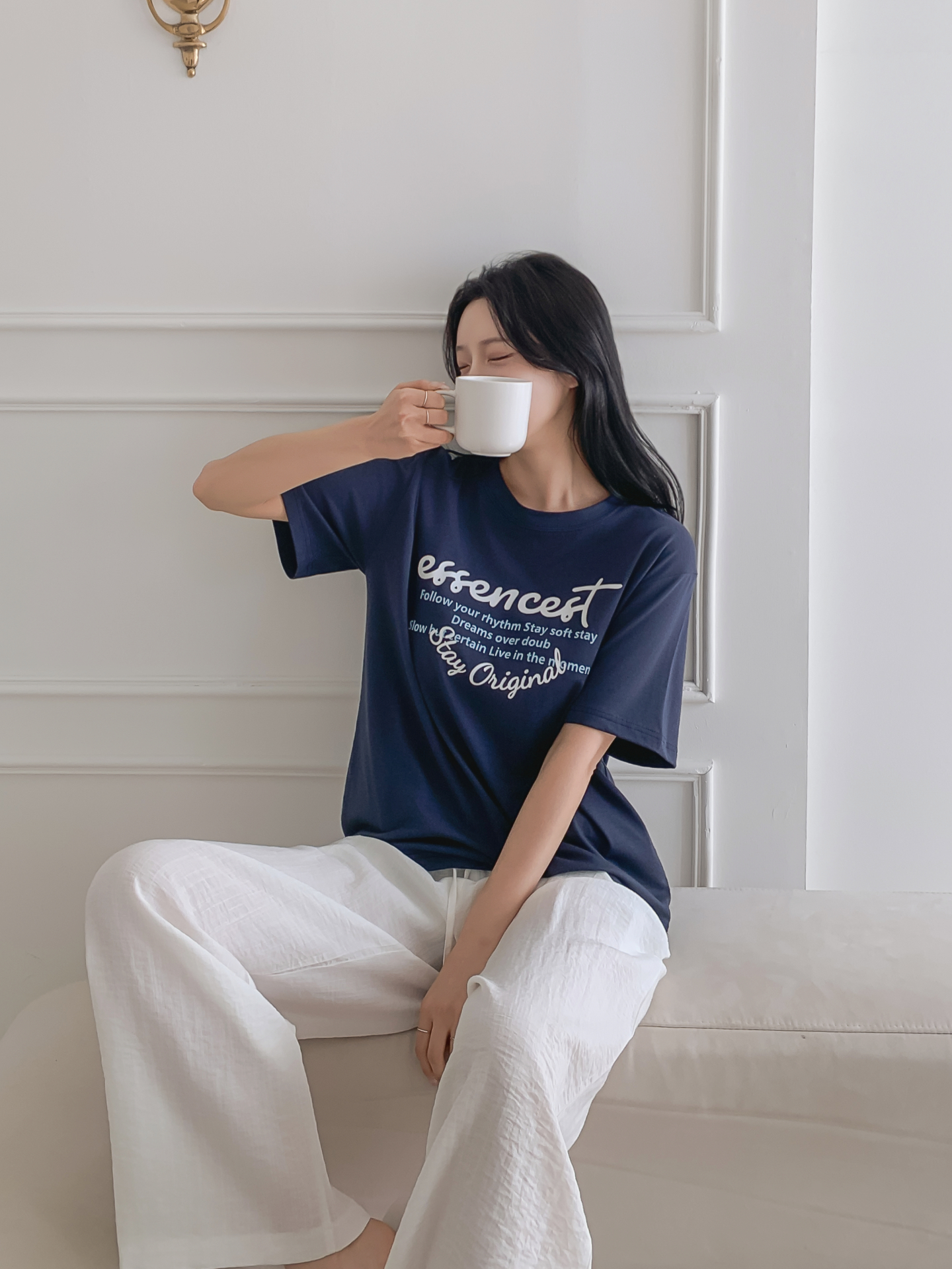 ラウンドネックルーズ半袖レタリングTシャツ | 詳細画像9