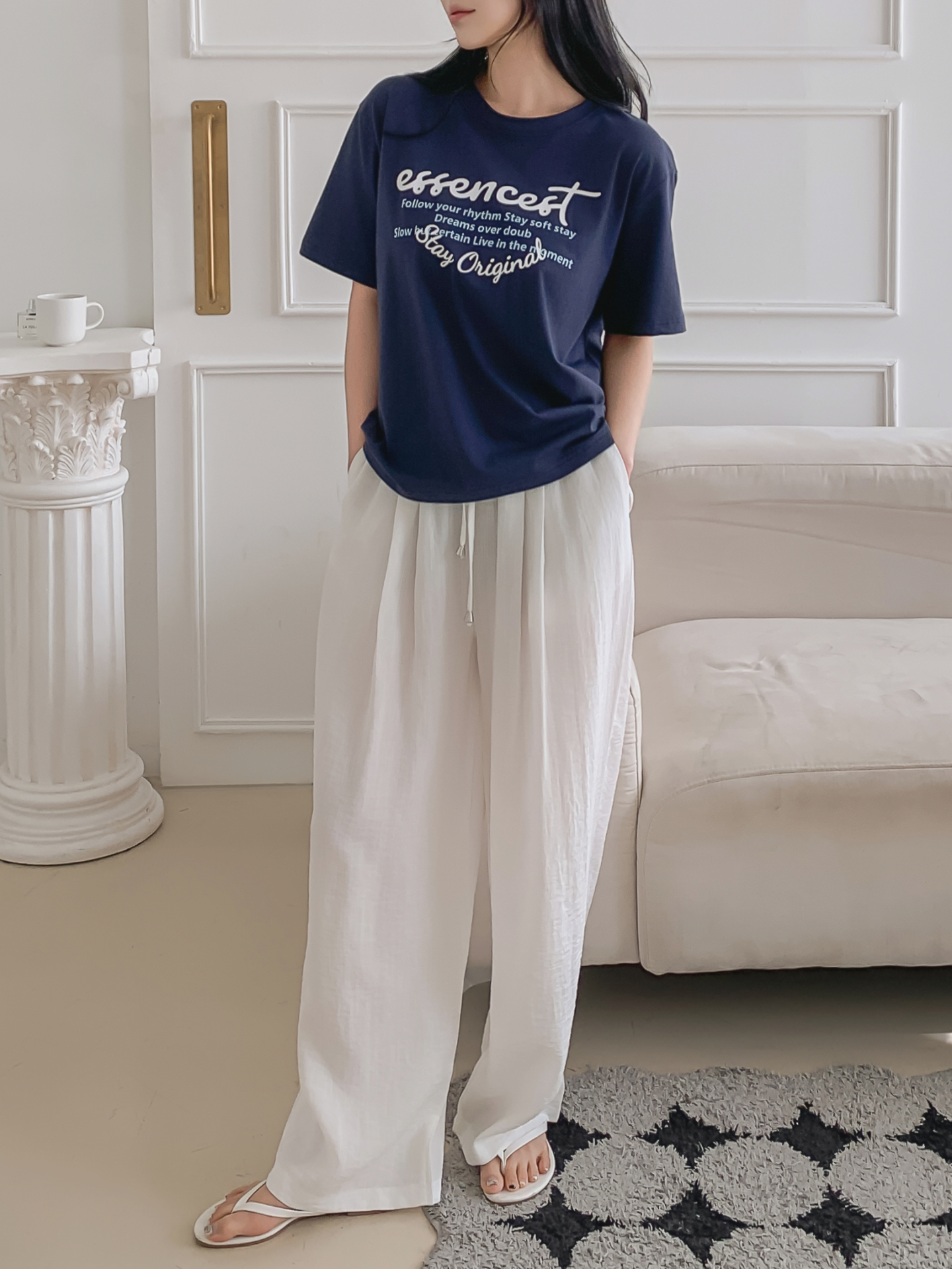 ラウンドネックルーズ半袖レタリングTシャツ | 詳細画像10
