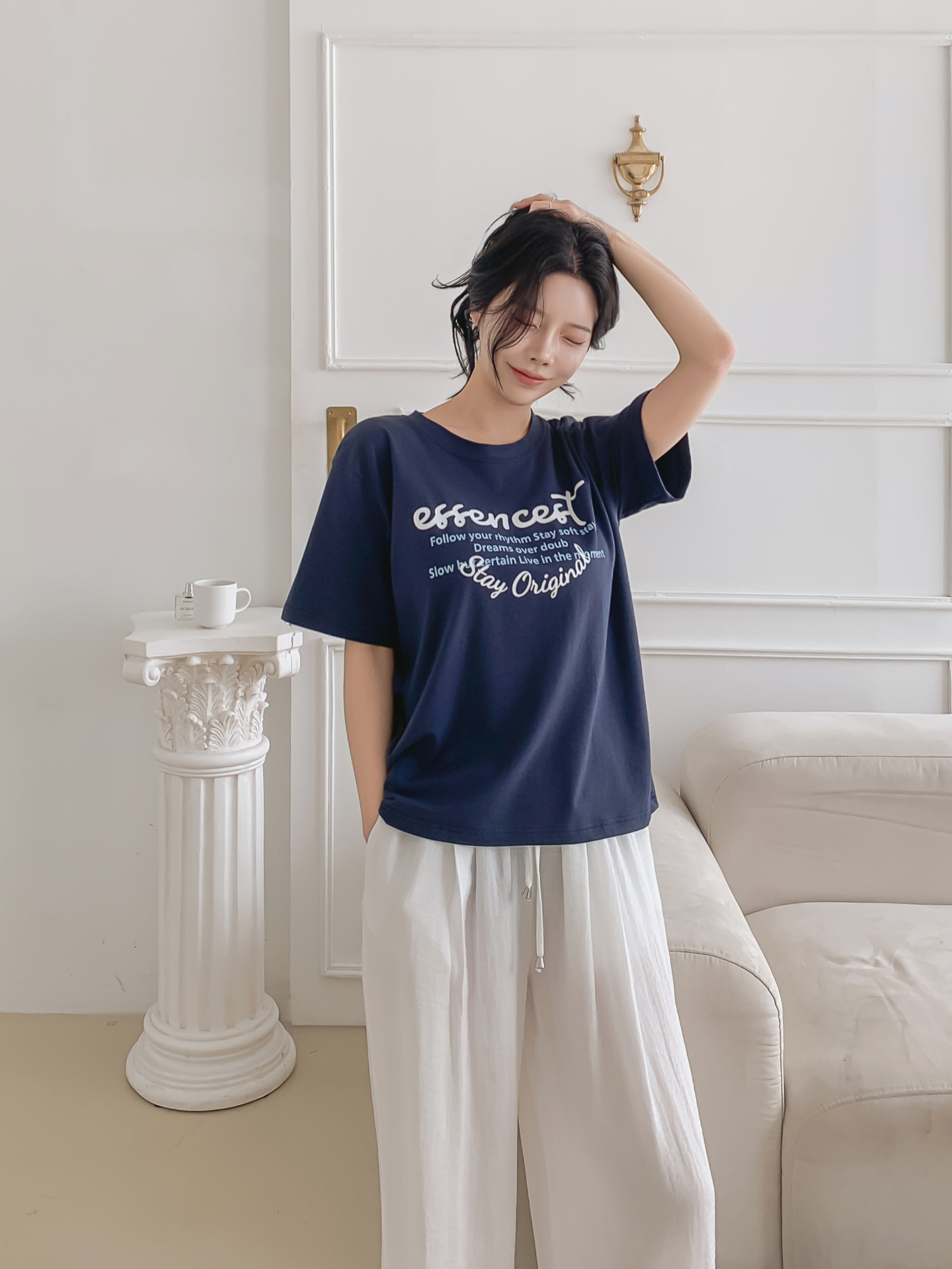 ラウンドネックルーズ半袖レタリングTシャツ | 詳細画像11