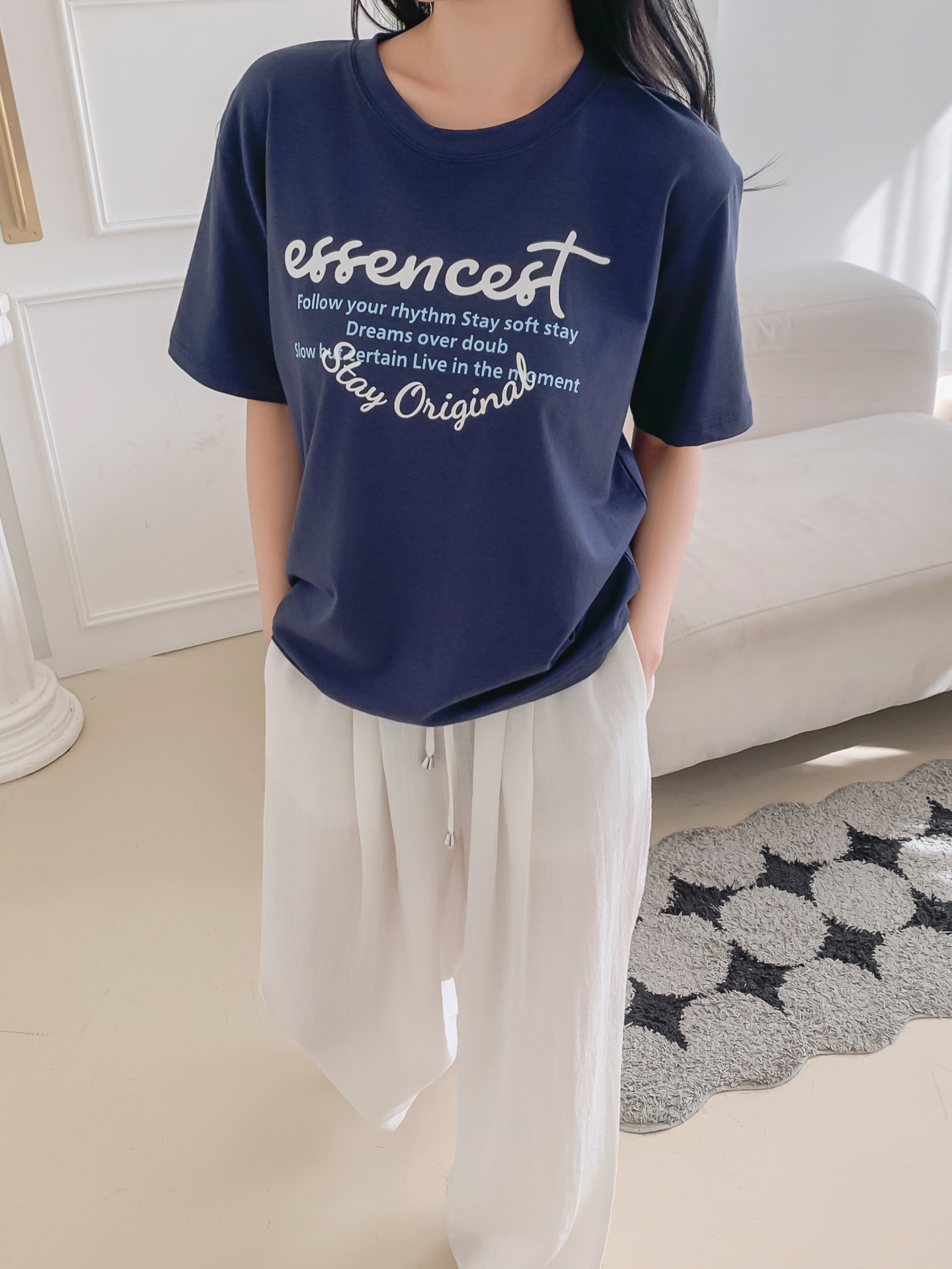 ラウンドネックルーズ半袖レタリングTシャツ | 詳細画像12