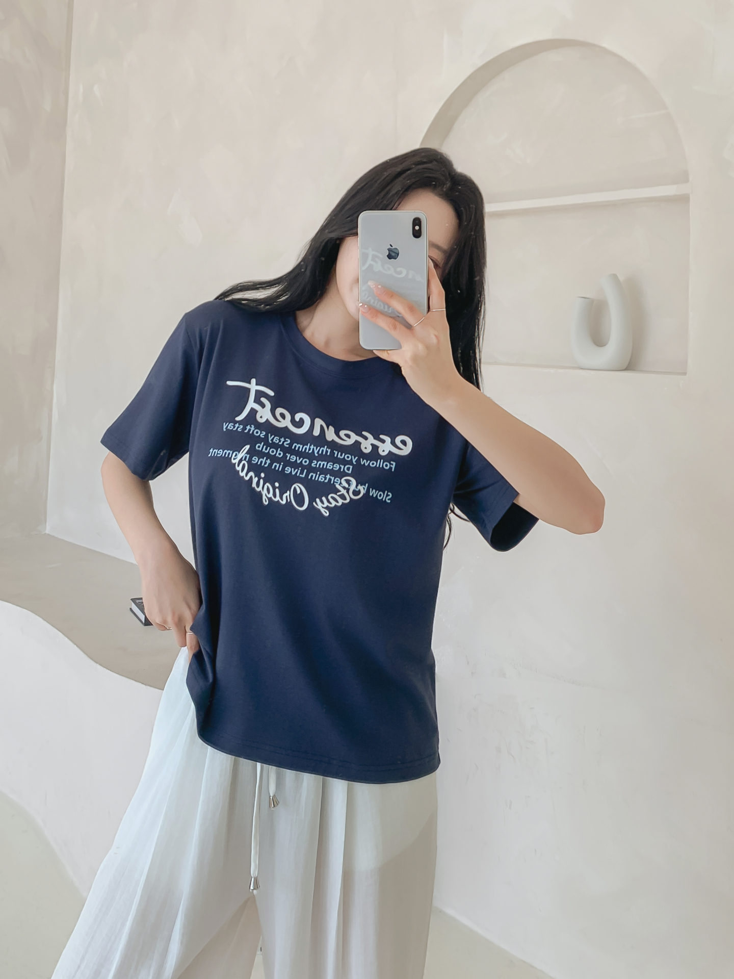 ラウンドネックルーズ半袖レタリングTシャツ | 詳細画像16