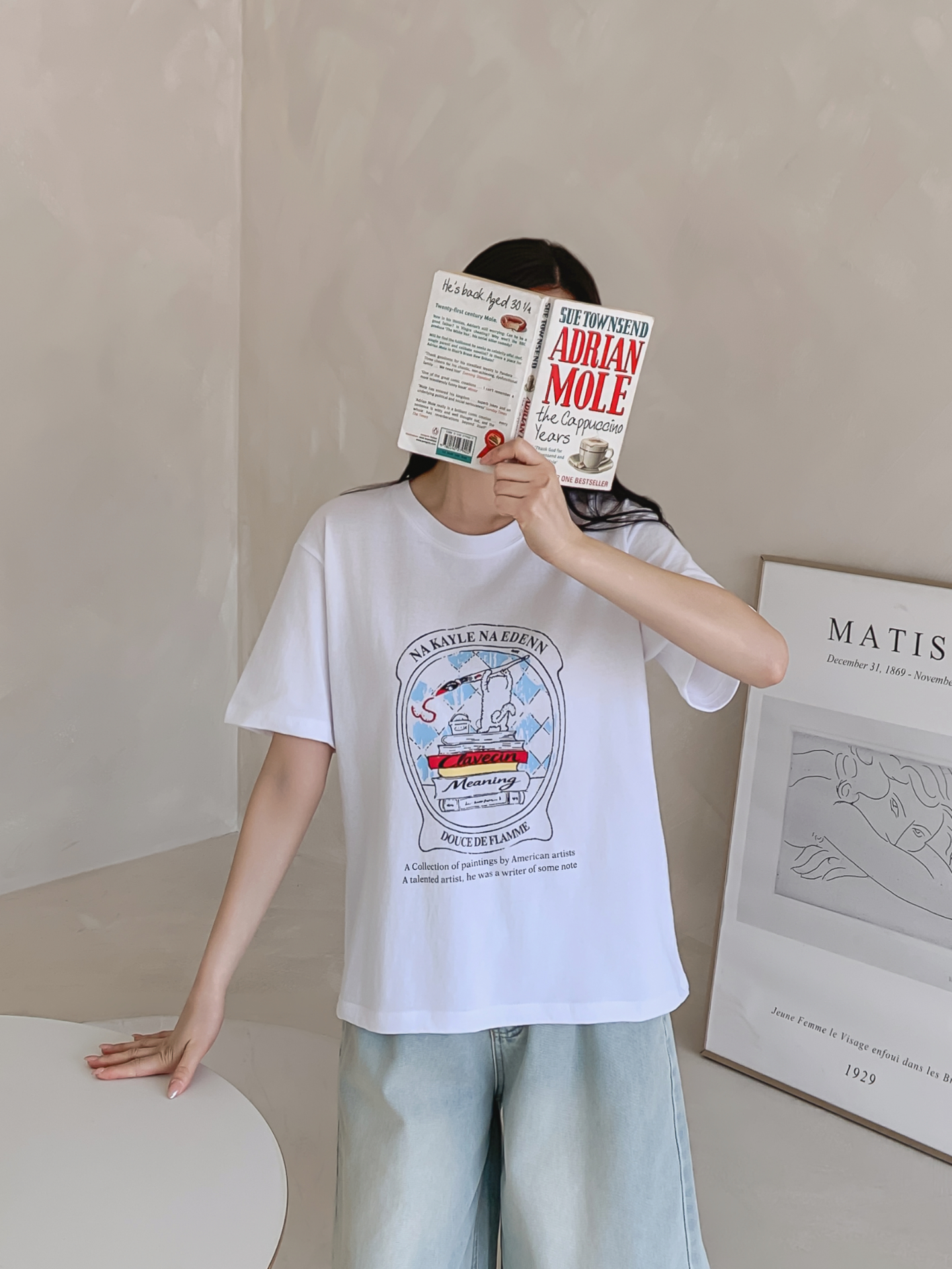 コットンラウンドネックオーバーサイズルーズ半袖プリントTシャツ | 詳細画像8