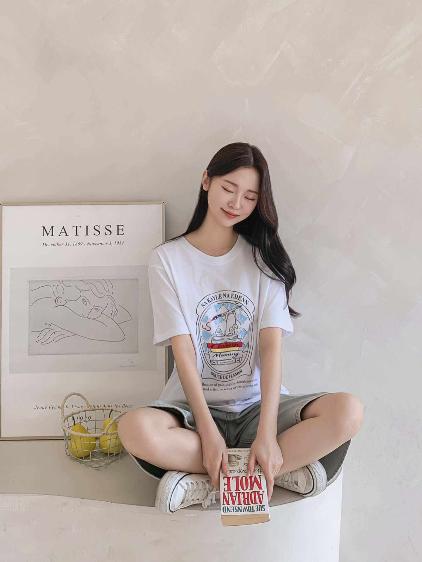 コットンラウンドネックオーバーサイズルーズ半袖プリントTシャツ | 詳細画像12