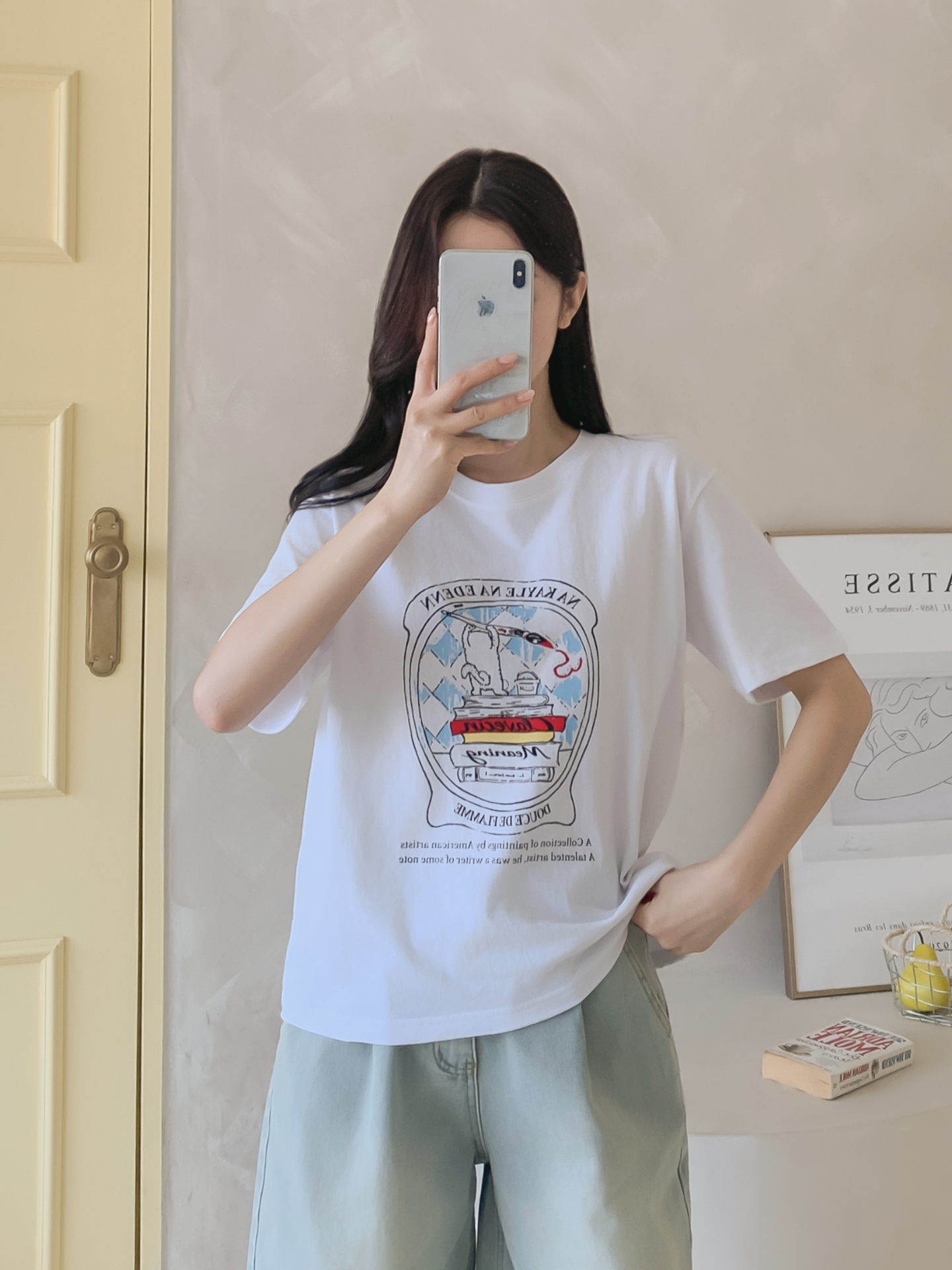 コットンラウンドネックオーバーサイズルーズ半袖プリントTシャツ | 詳細画像14