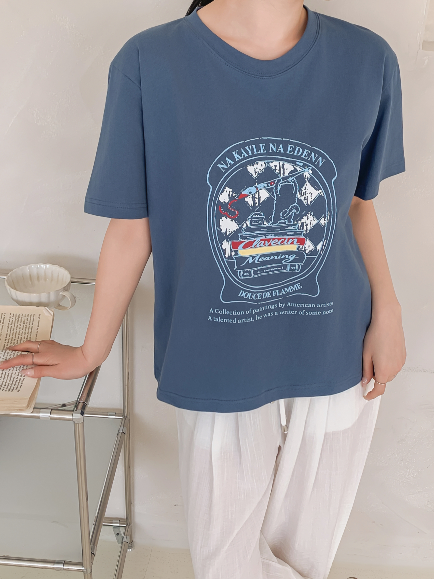 コットンラウンドネックオーバーサイズルーズ半袖プリントTシャツ | 詳細画像21