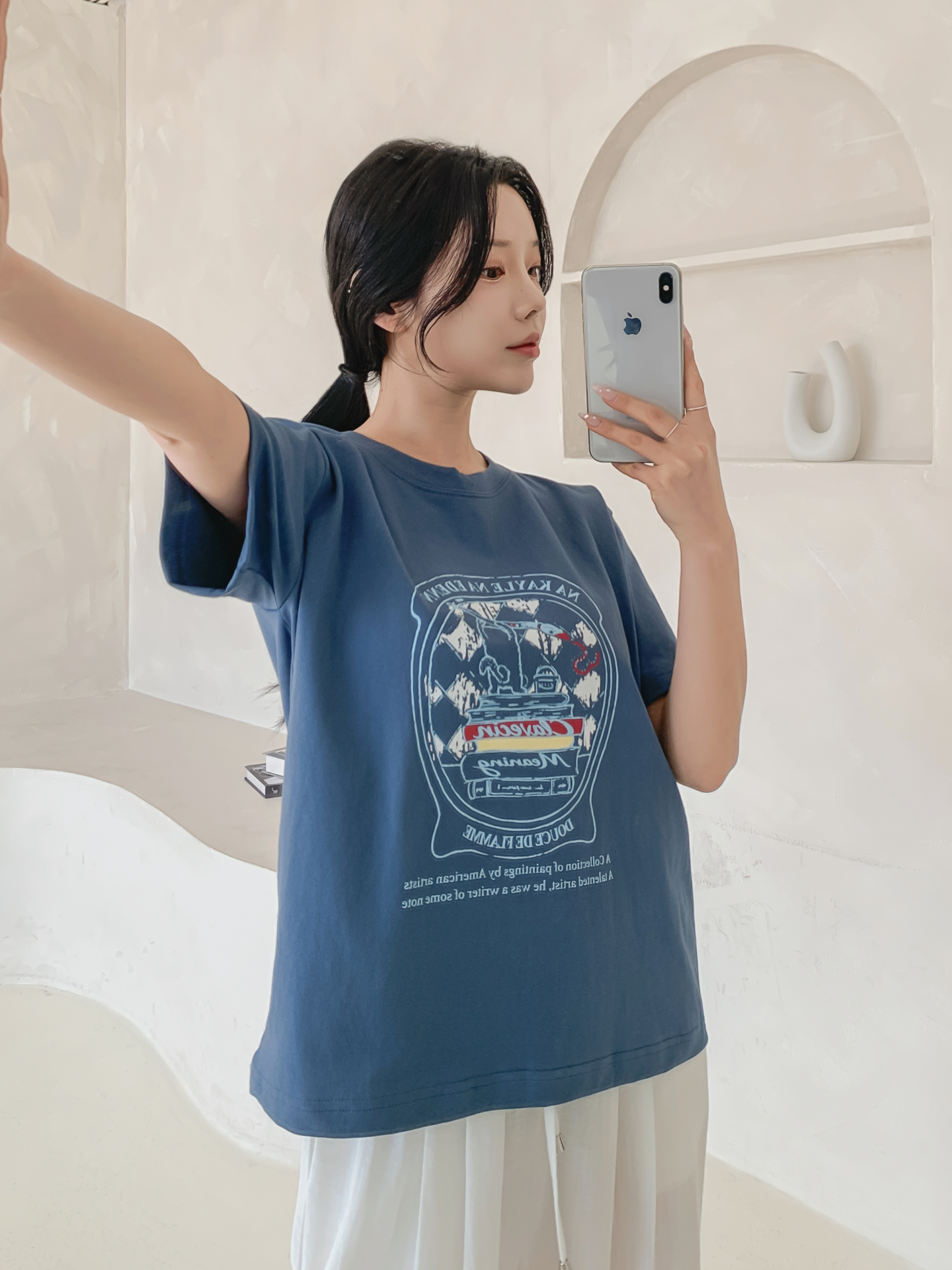 コットンラウンドネックオーバーサイズルーズ半袖プリントTシャツ | 詳細画像29