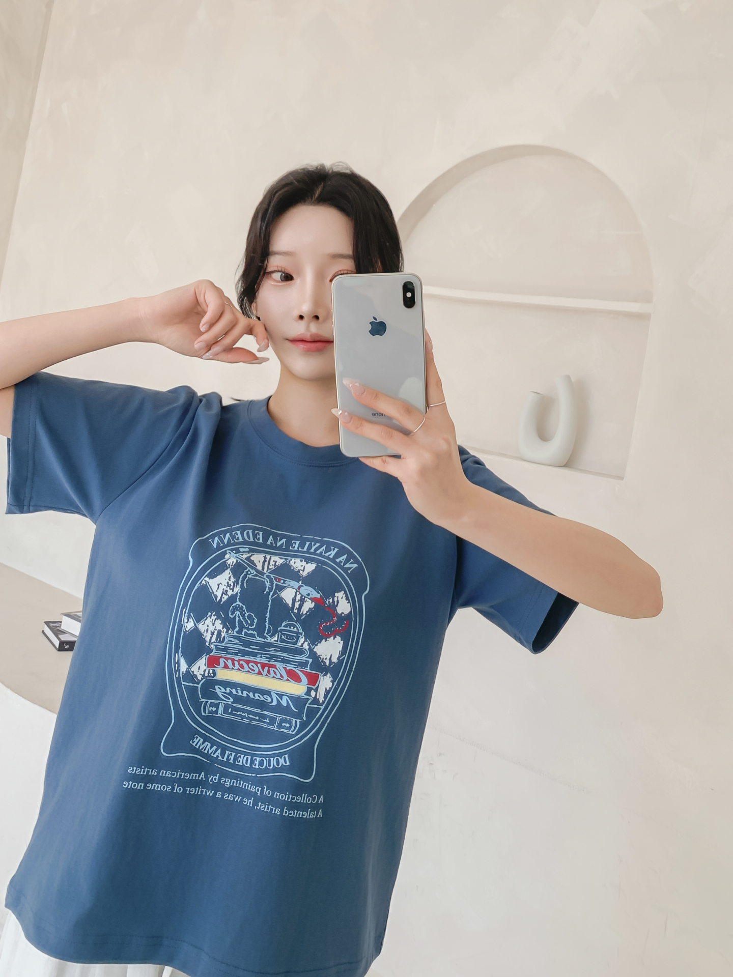 コットンラウンドネックオーバーサイズルーズ半袖プリントTシャツ | 詳細画像30
