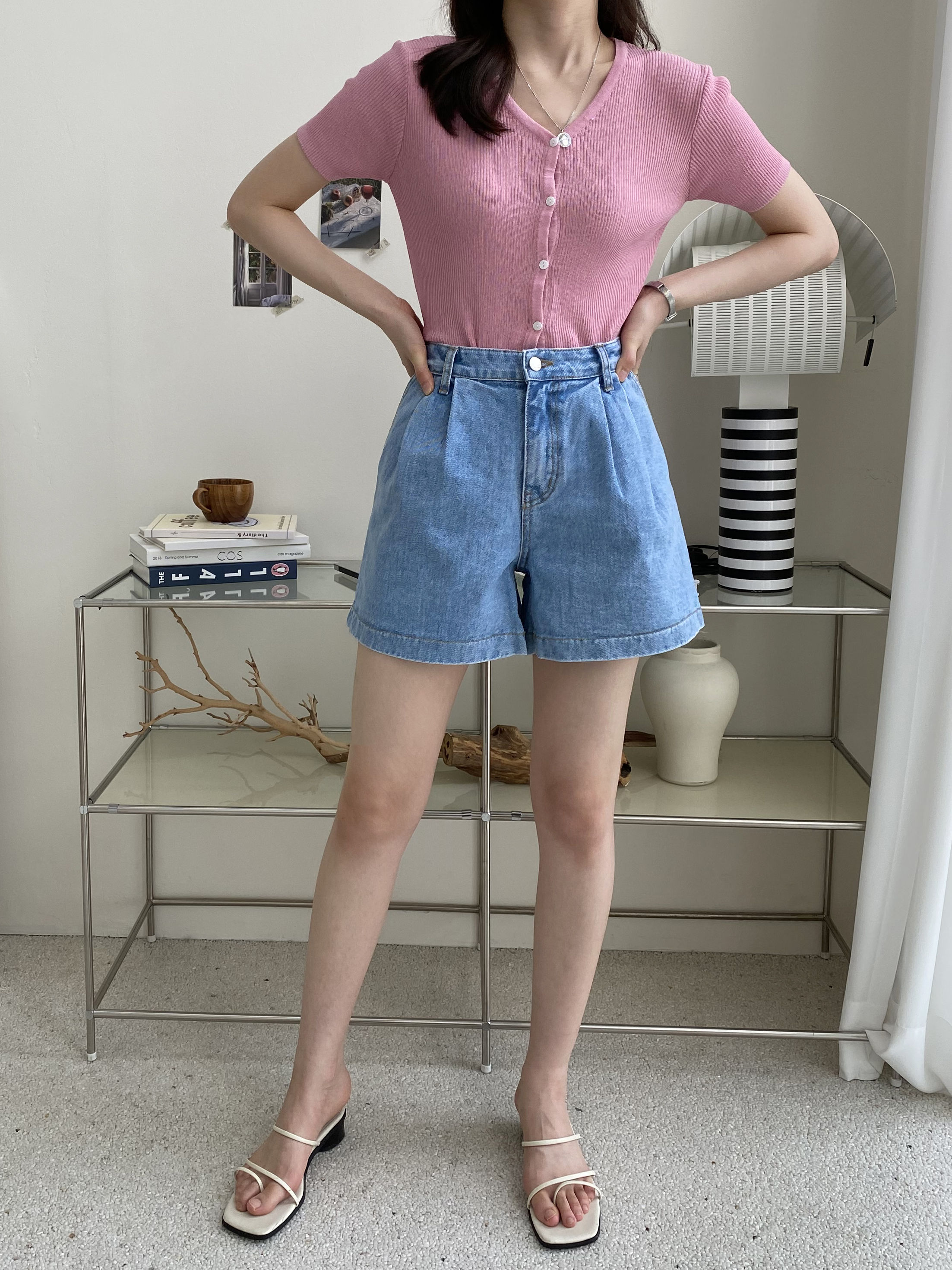 コットンピンタックショートデニムパンツ | 詳細画像8