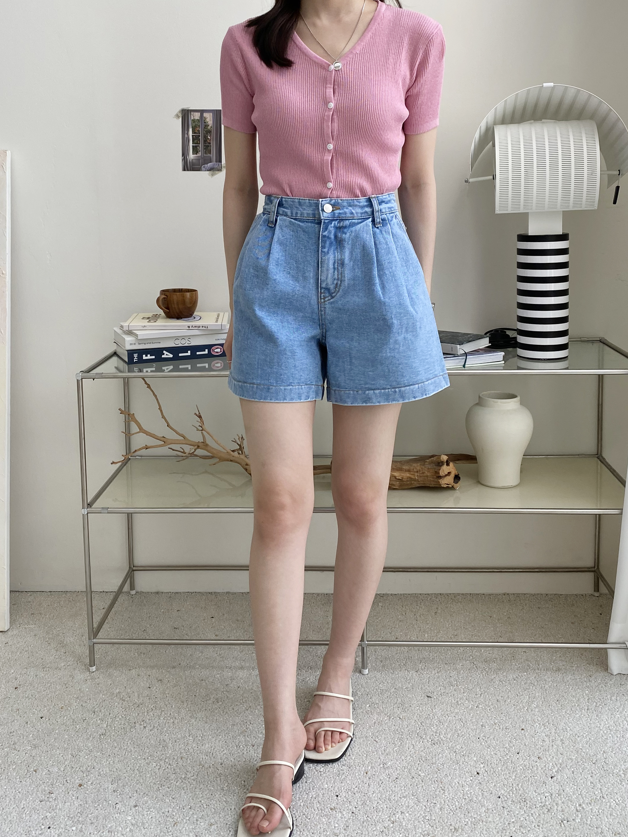 コットンピンタックショートデニムパンツ | 詳細画像7