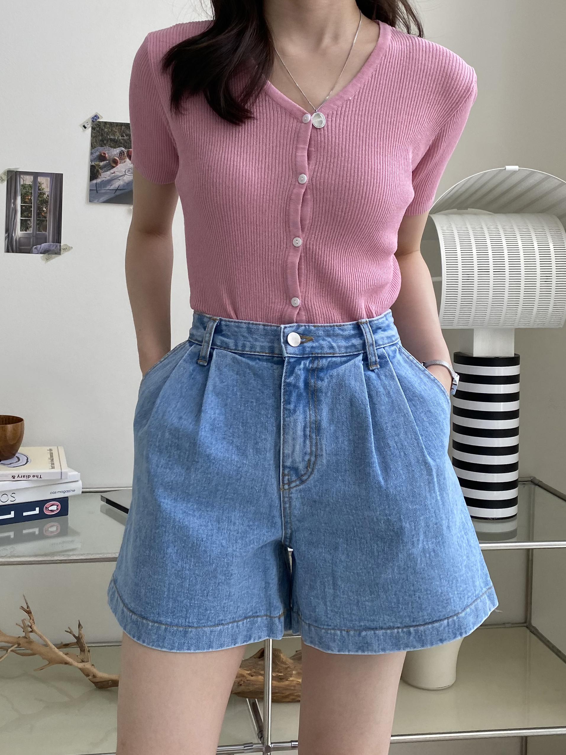 コットンピンタックショートデニムパンツ | 詳細画像3