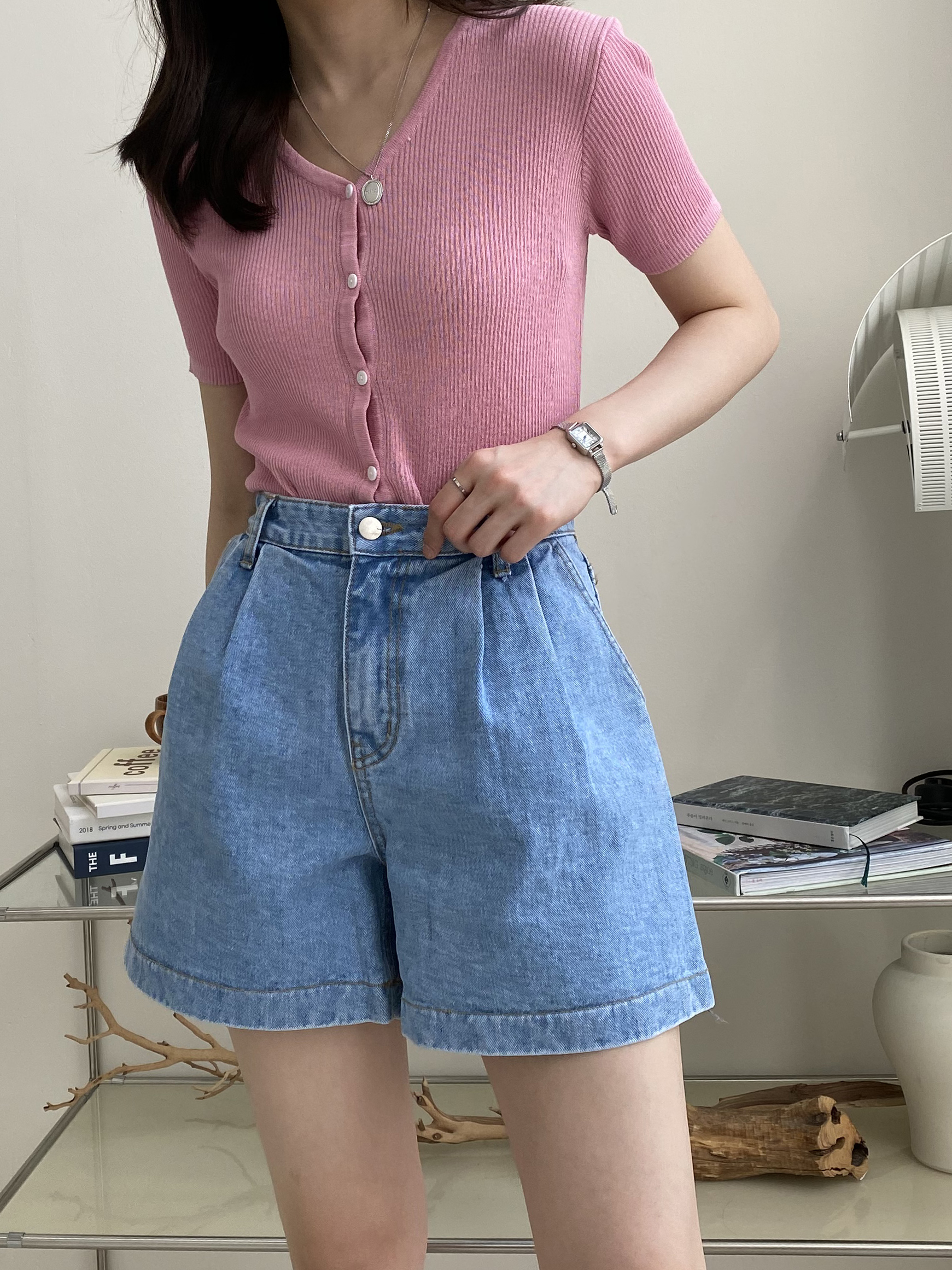 コットンピンタックショートデニムパンツ | 詳細画像6