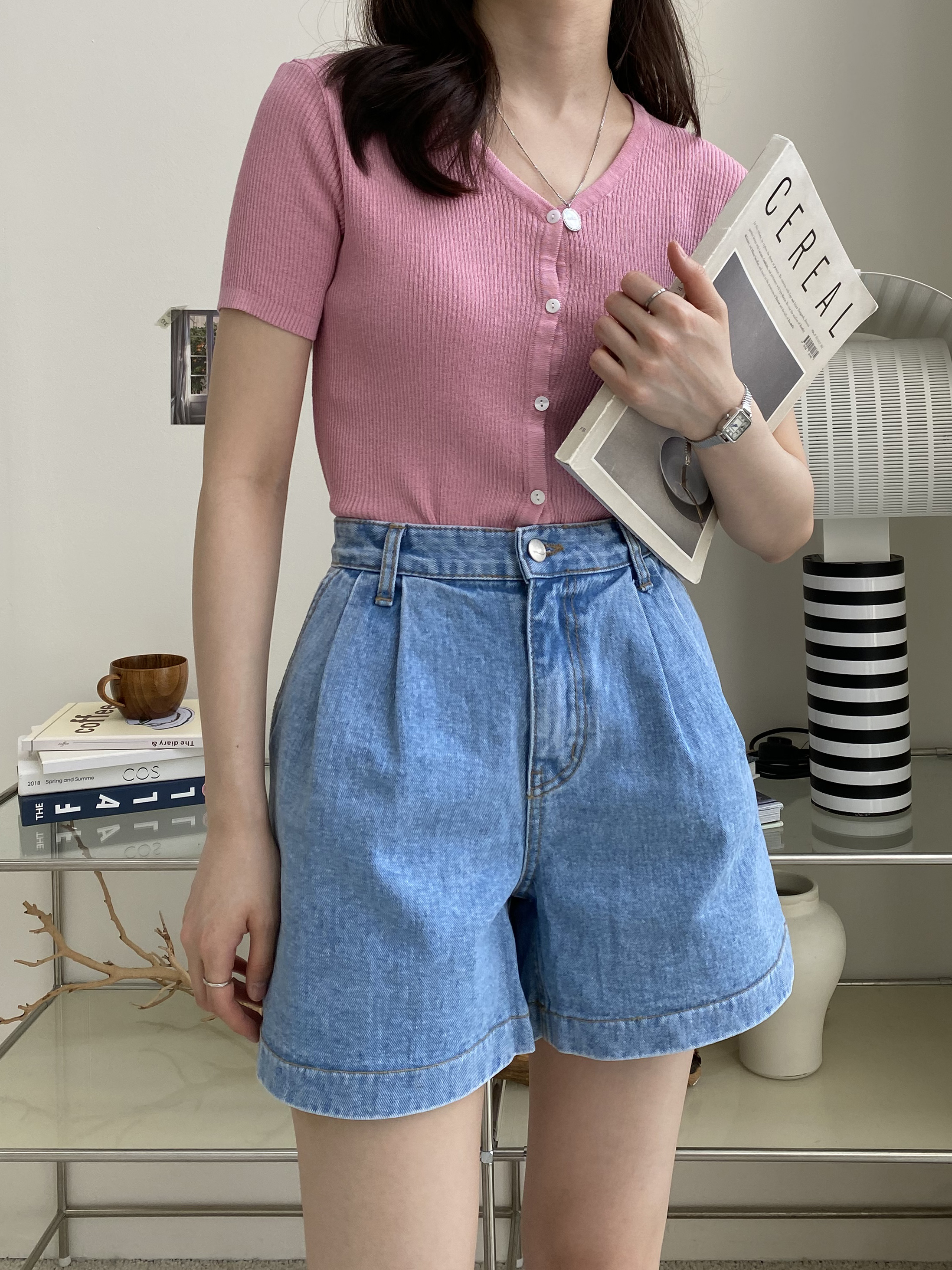 コットンピンタックショートデニムパンツ | 詳細画像9