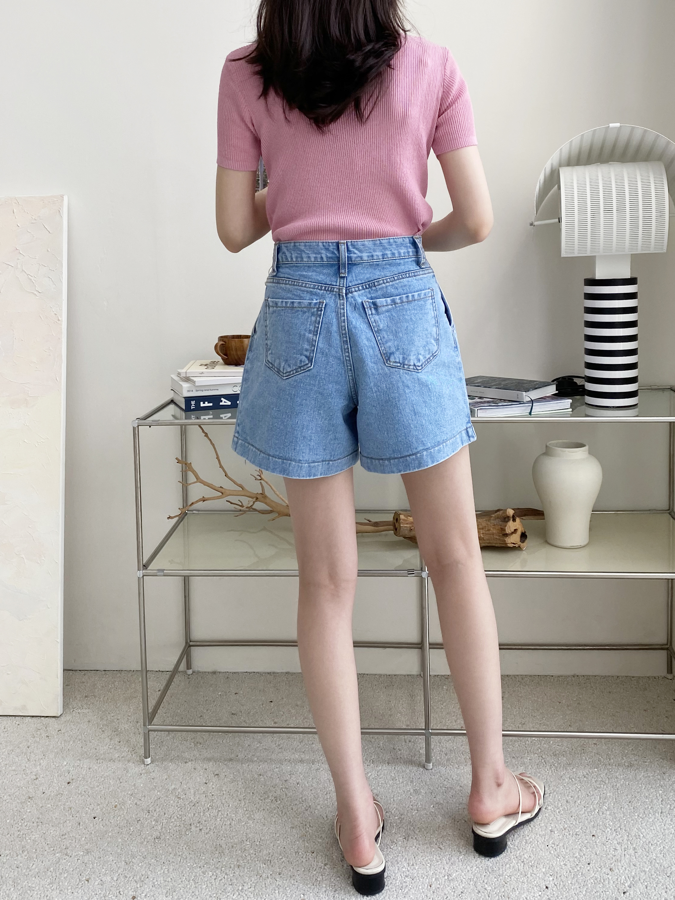 コットンピンタックショートデニムパンツ | 詳細画像10