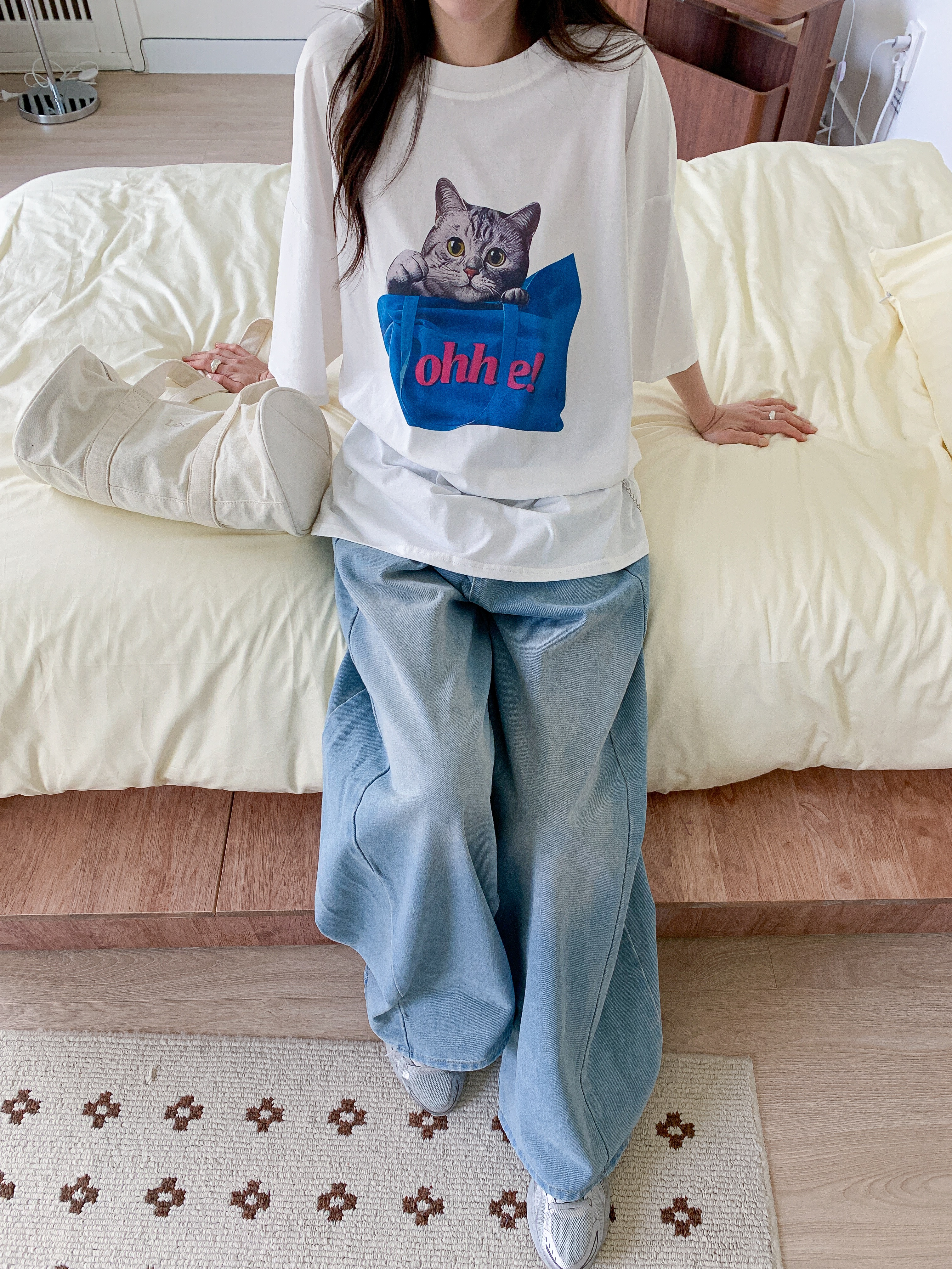 コットンラウンドネックボクシー半袖プリントTシャツ | 詳細画像9