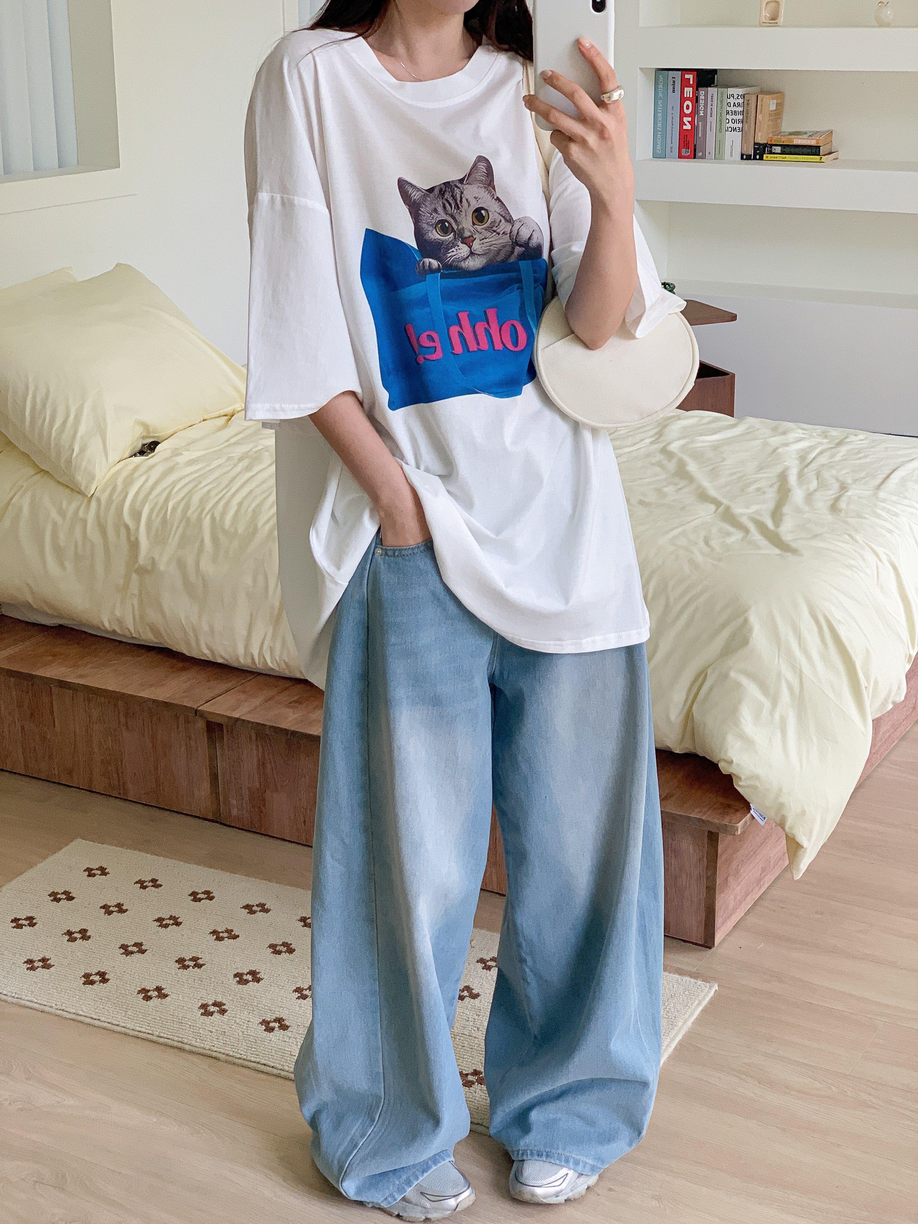 コットンラウンドネックボクシー半袖プリントTシャツ | 詳細画像11