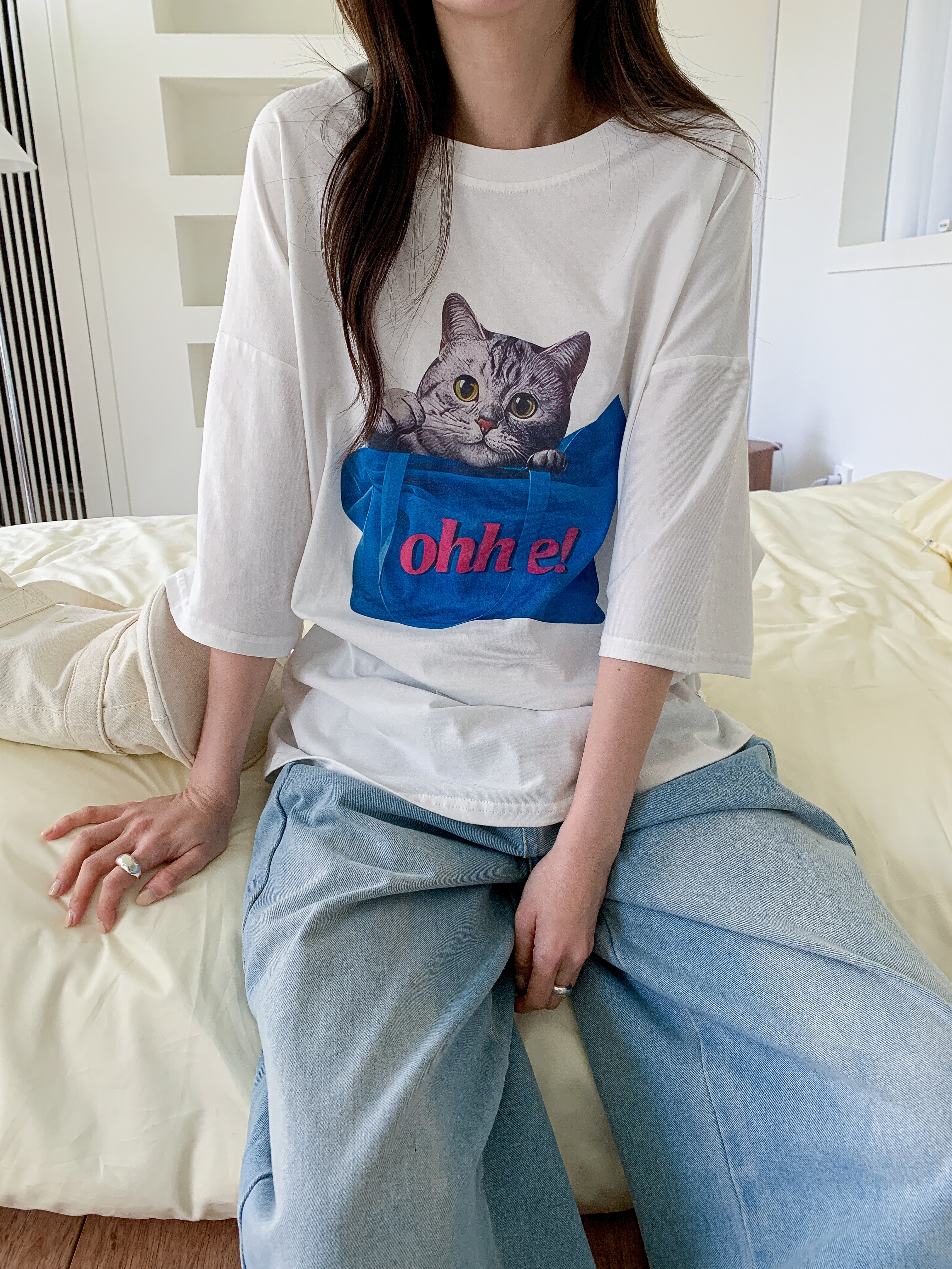 コットンラウンドネックボクシー半袖プリントTシャツ | 詳細画像16