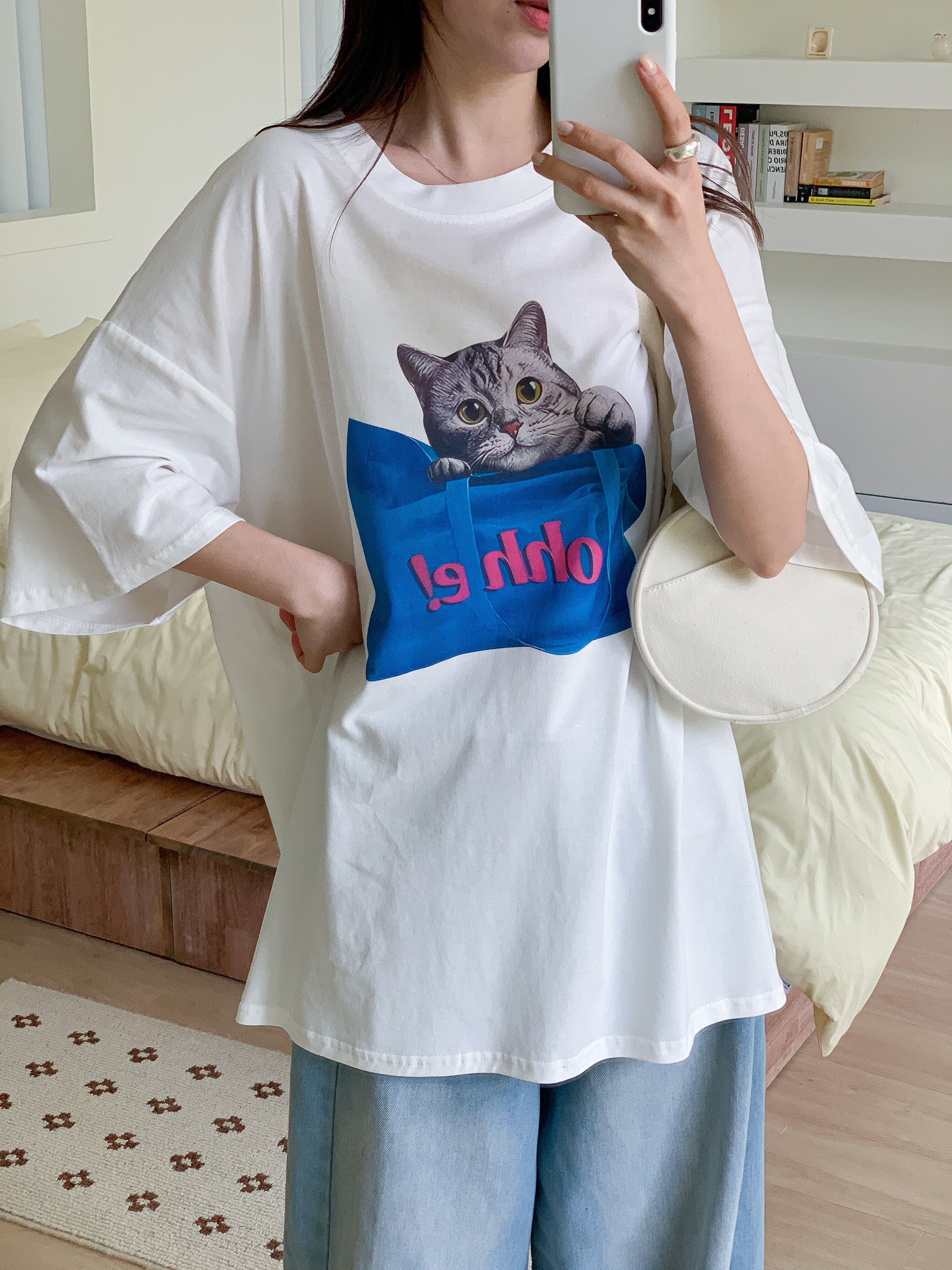 コットンラウンドネックボクシー半袖プリントTシャツ | 詳細画像17