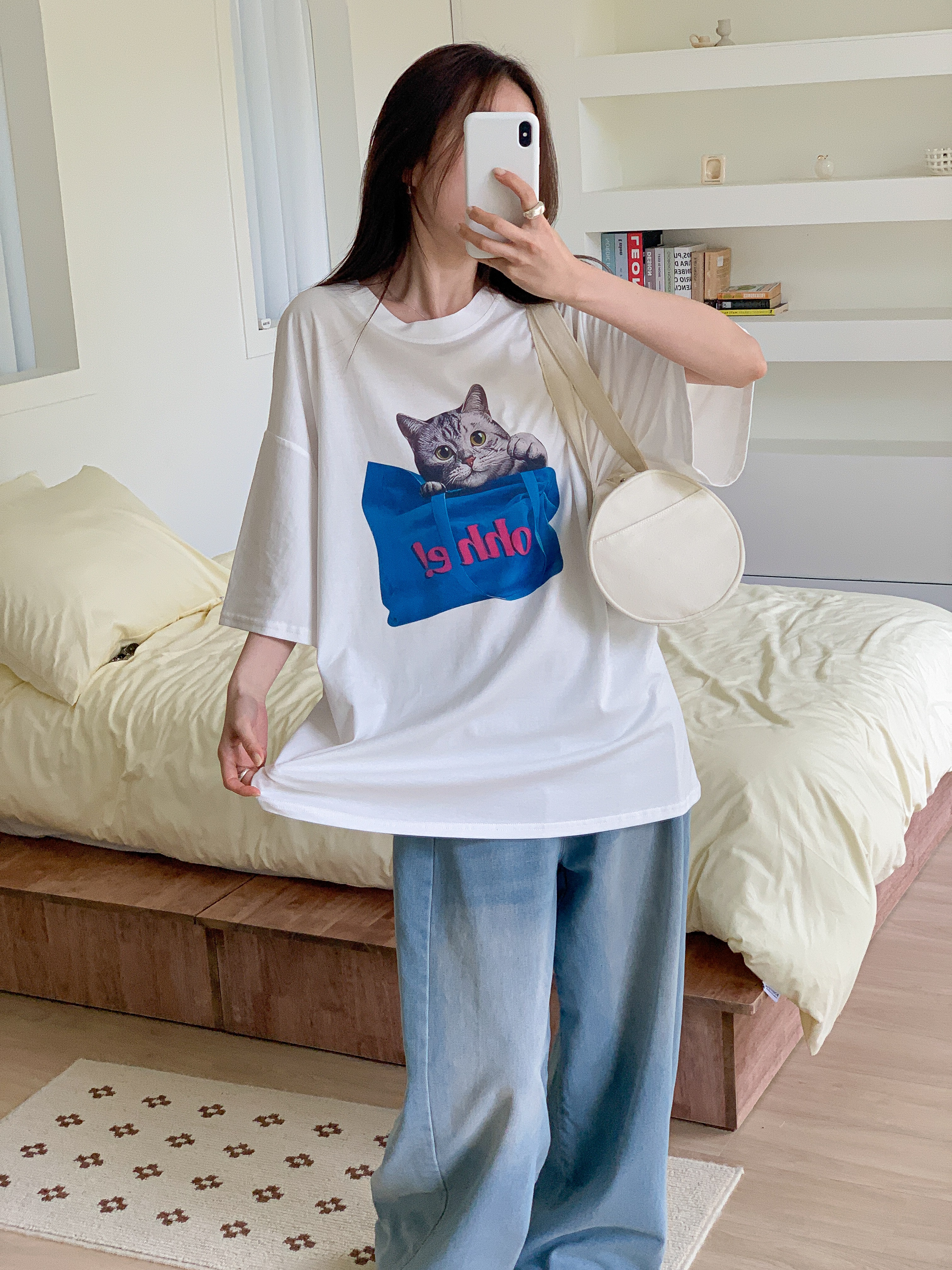 コットンラウンドネックボクシー半袖プリントTシャツ | 詳細画像20