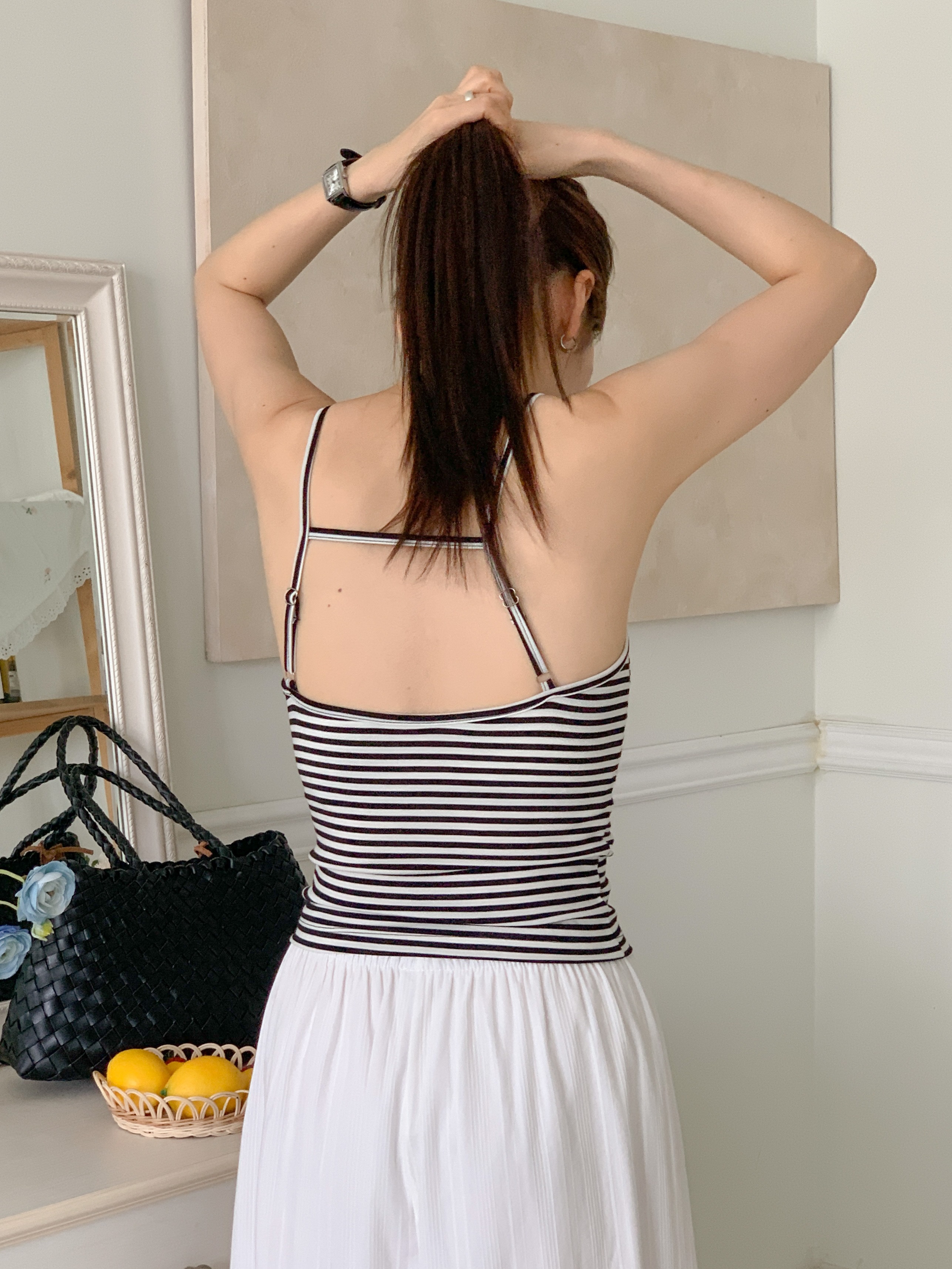 Uネックボーダーキャミソールカップ付 | 詳細画像4